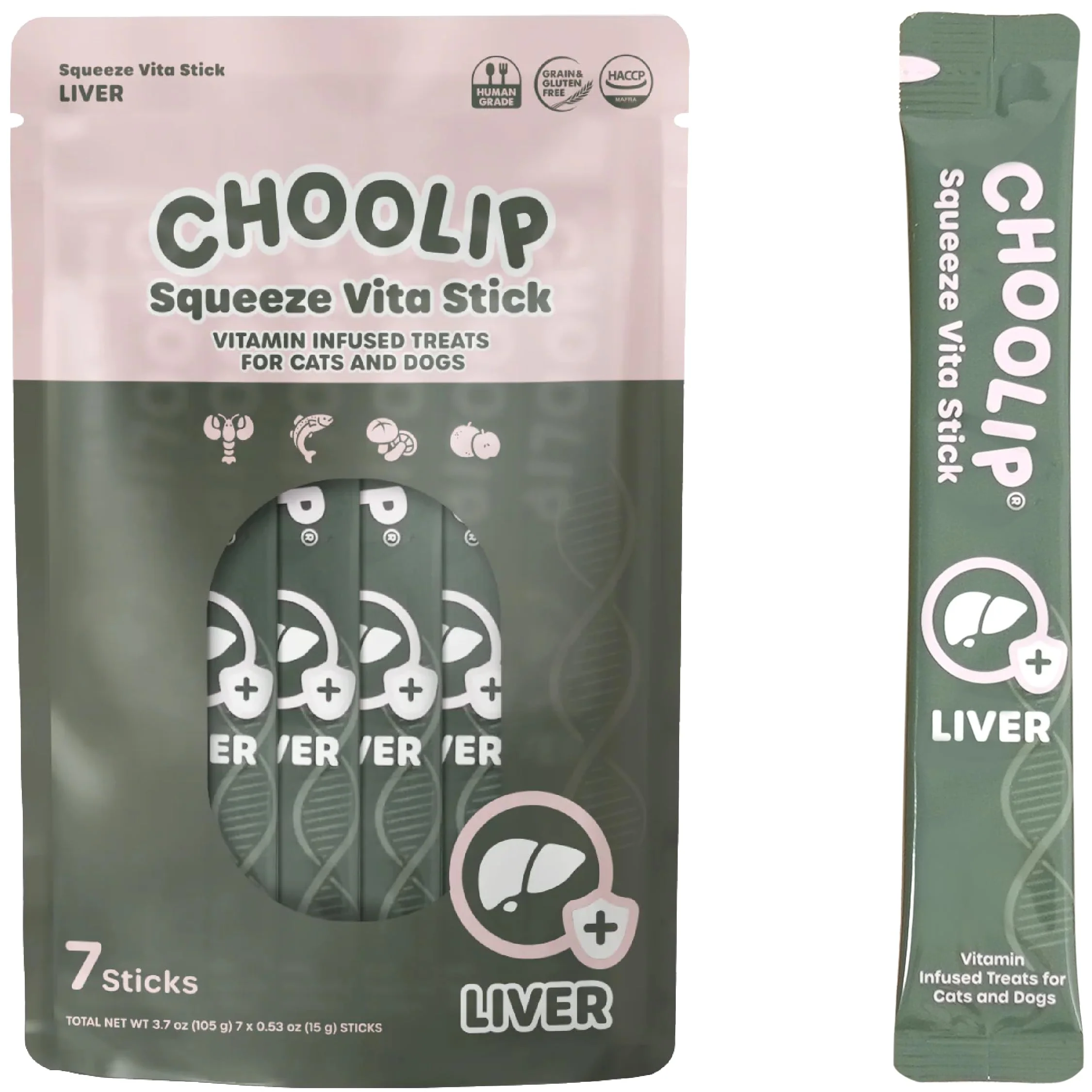 Flexible Choolip Squeeze Vita Stick – Liver Support Lickable Treats for Cats Dogs with Chicken Tuna Milk Thistle CoQ10 Vitamin E Vet-Formulated Proven