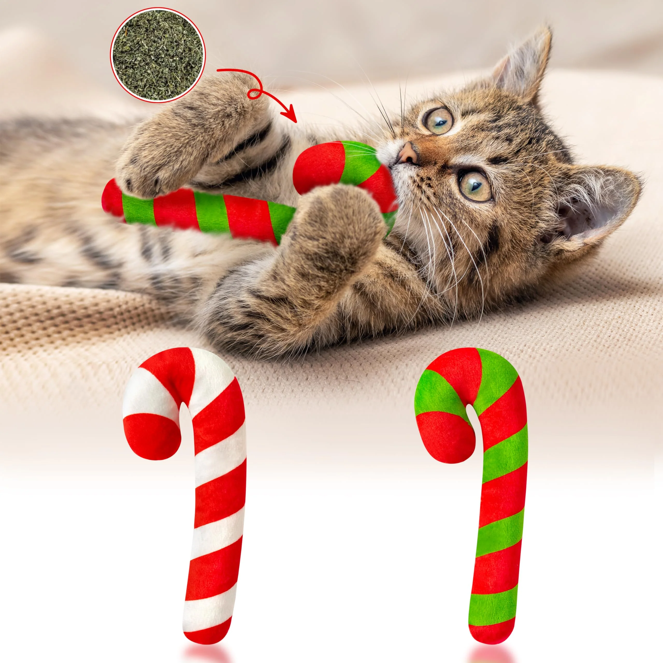 Consistent MALLMALL6 2Pcs Interactive Christmas Candy Cane Catnip Toys for Cats User-Friendly
