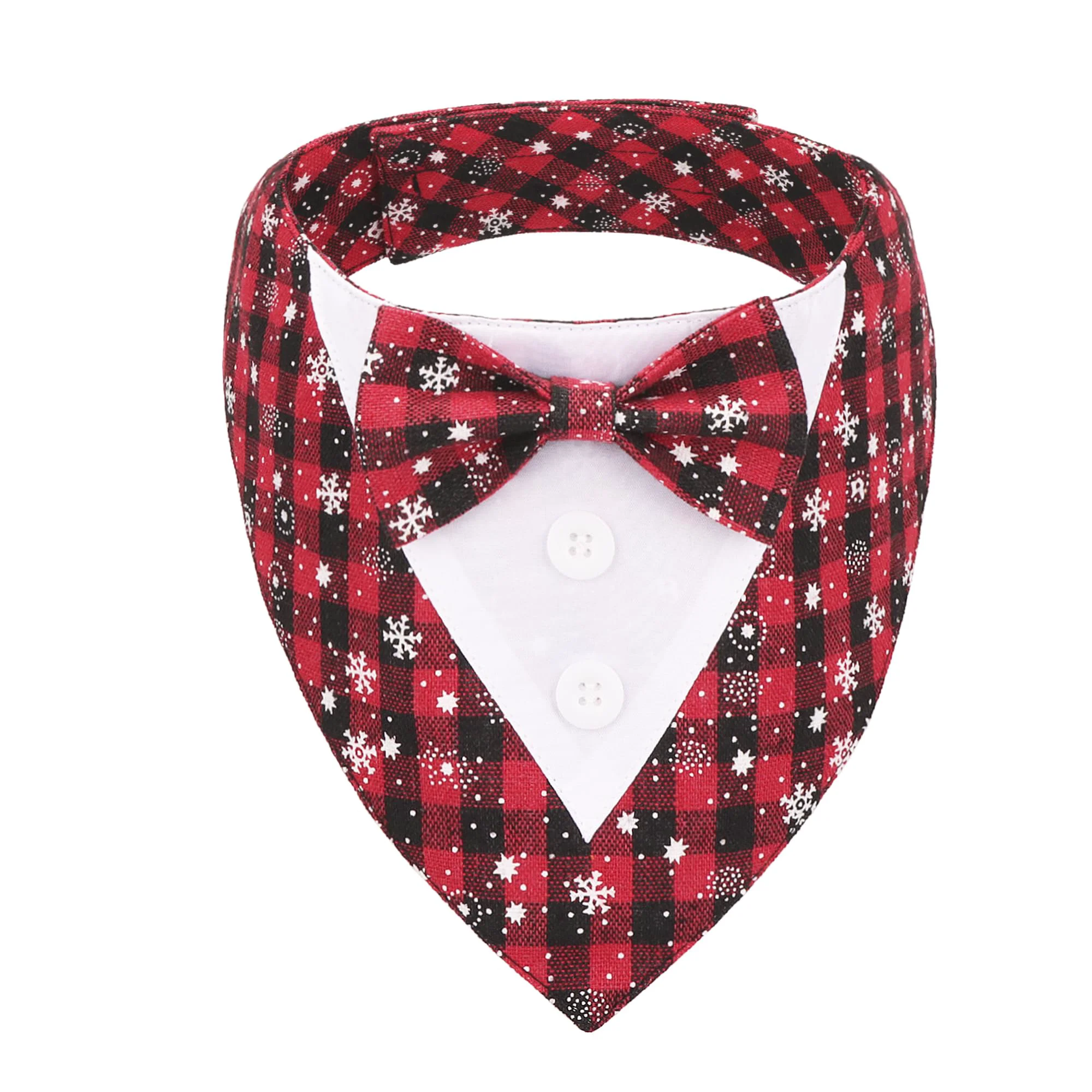 Effective ADOGGYGO Christmas Dog Tuxedo Bandana with Bowtie – Red Plaid Holiday Formal for Medium Dogs M Trendy