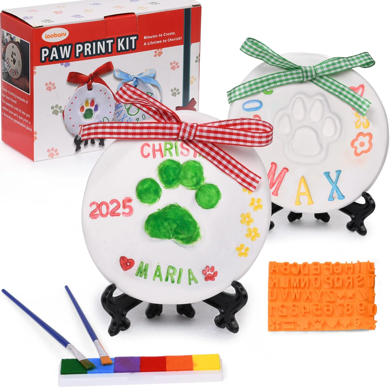 Reliable LOOBANI Dog Paw Print Ornaments Kit – DIY Pet Memorial Keepsake 2 Packs Relaxed