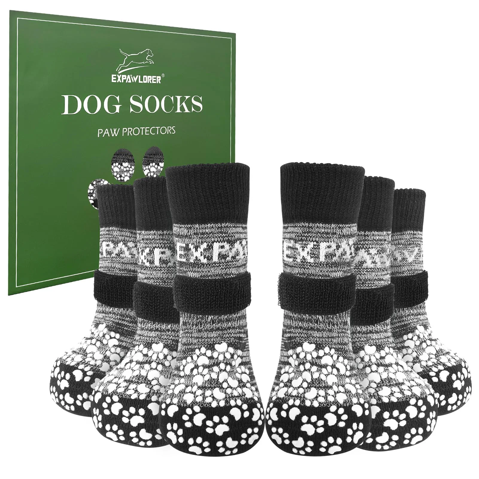 Professional EXPAWLORER 6PCS Anti-Slip Dog Socks for Paws — Traction on Hardwood Floors Licking Deterrence Hot Pavement Protection Top-Quality