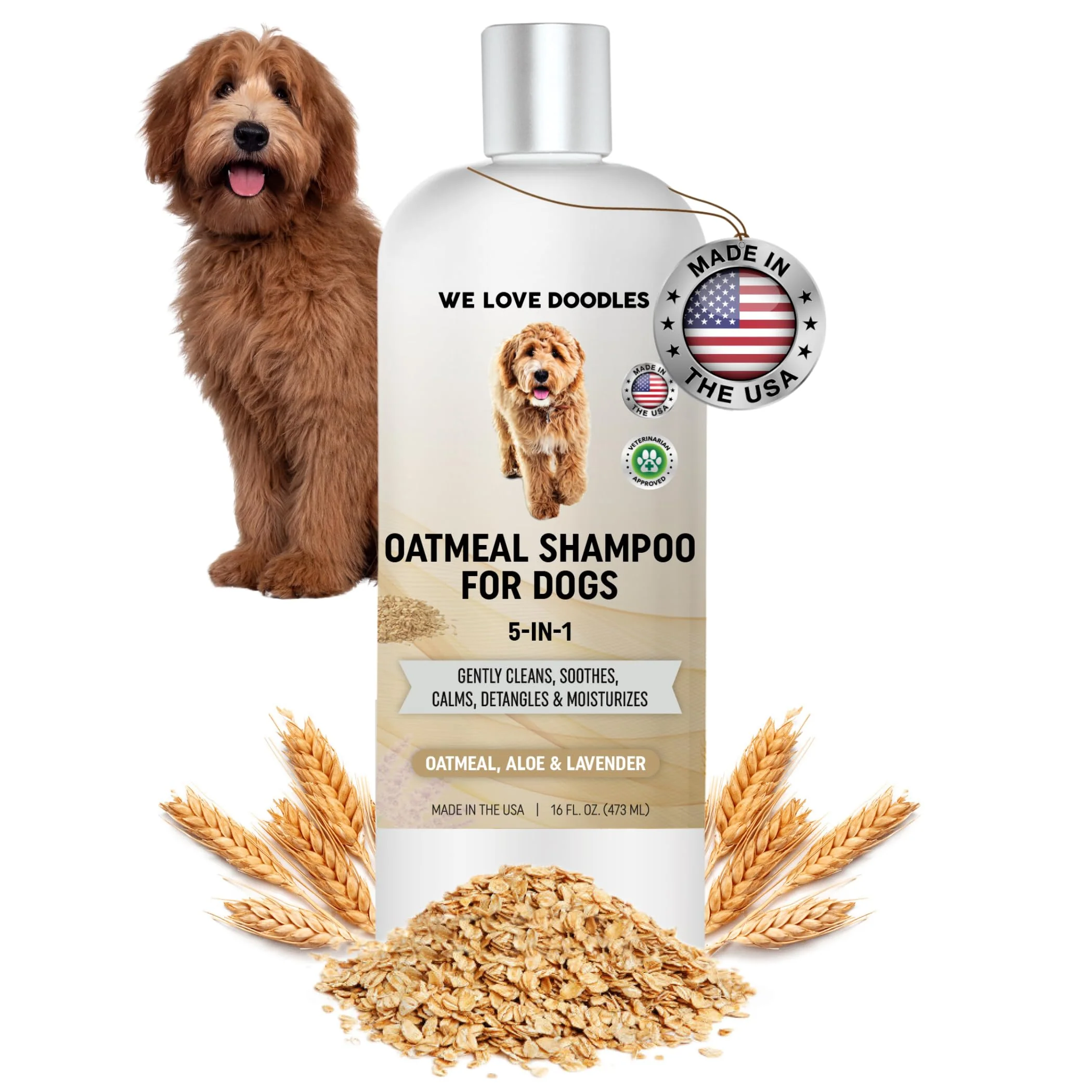 Solid 5-in-1 Oatmeal Dog Shampoo for Itchy Skin We Love Doodles Hypoallergenic Soothing 16 oz Excellent