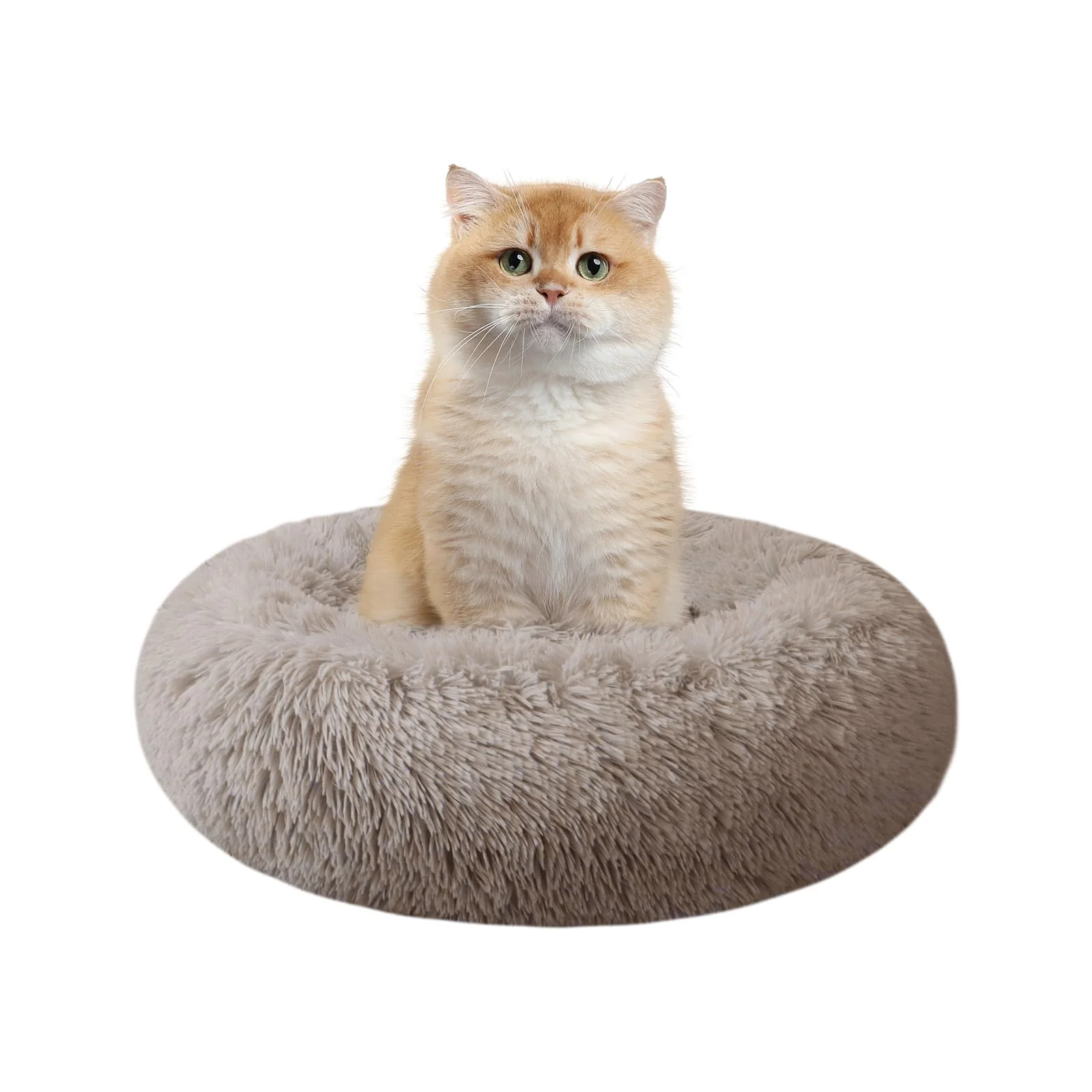 Fine Crafted Nisrada Round Cat Bed for Indoor Cats – 15.7 In Donut Style Washable Slip-Resistant Modern