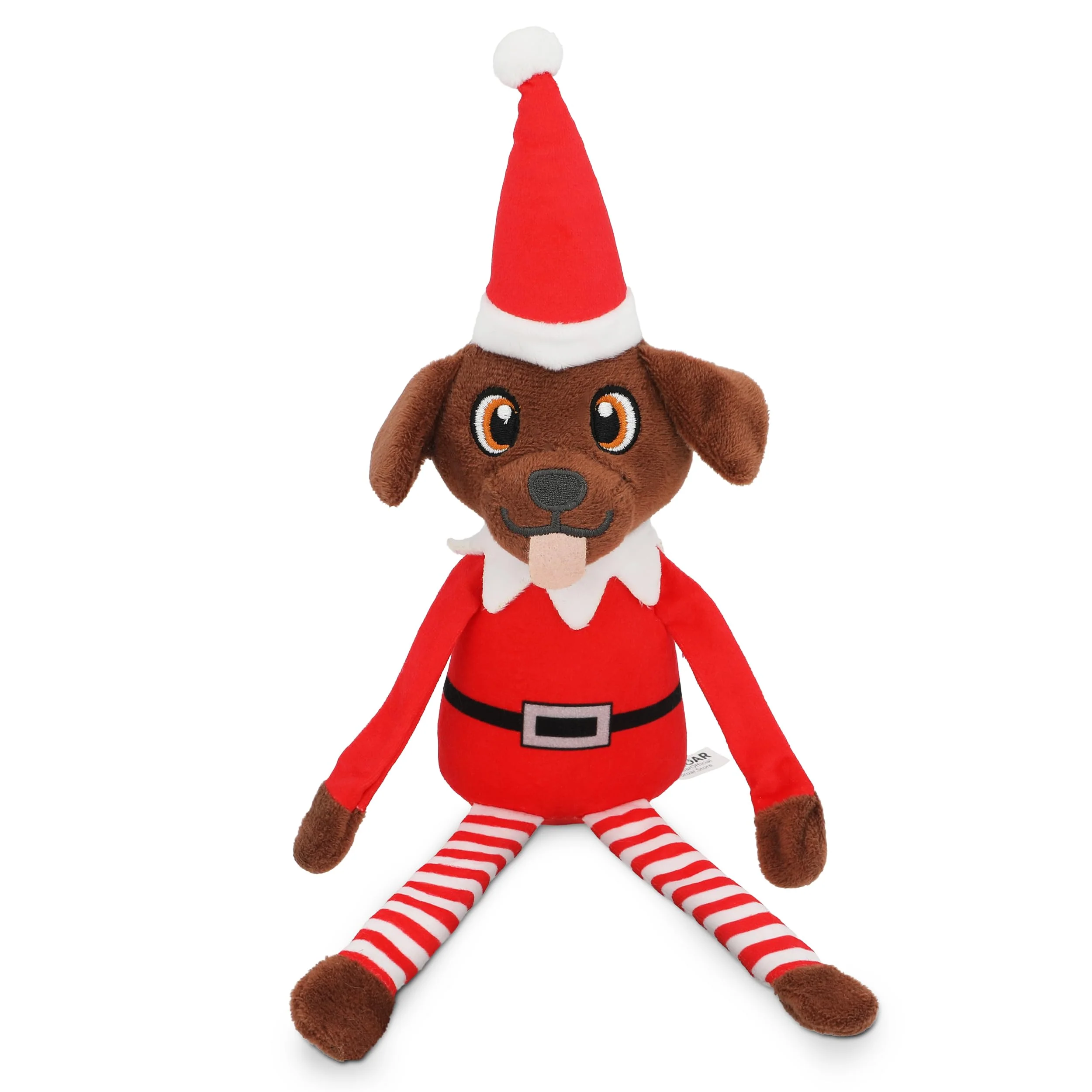 Crafted PUPROAR Pooch on a Perch Christmas Elf Dog Toy – Plush Squeak Crinkle High-Grade