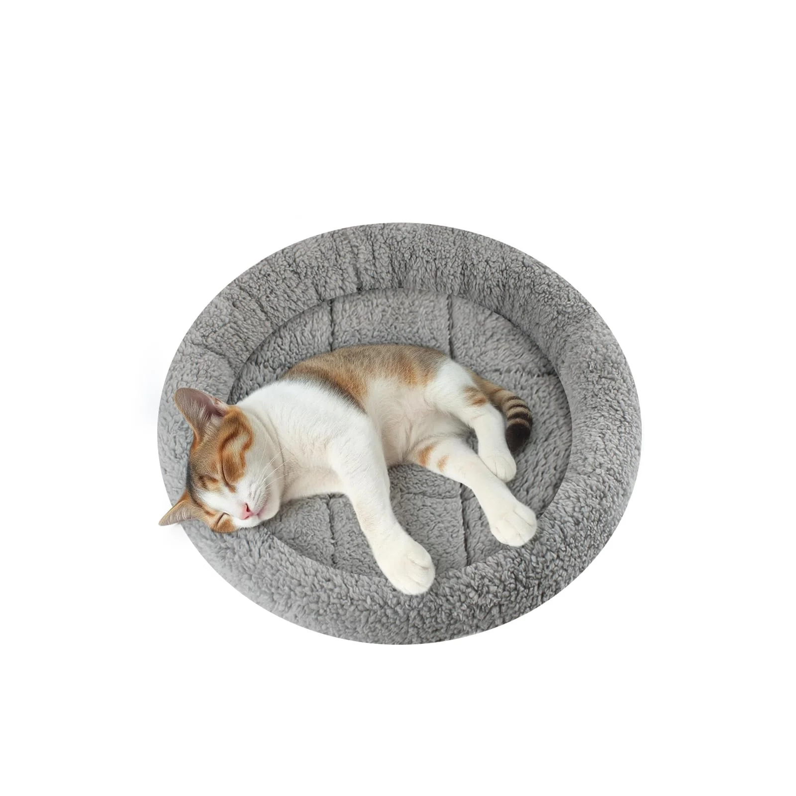 Classic Enjoying Small Cat Bed Mat – 11.81-inch Round Self-Warming with Pillow Rim Anti-Skid Bottom Sophisticated