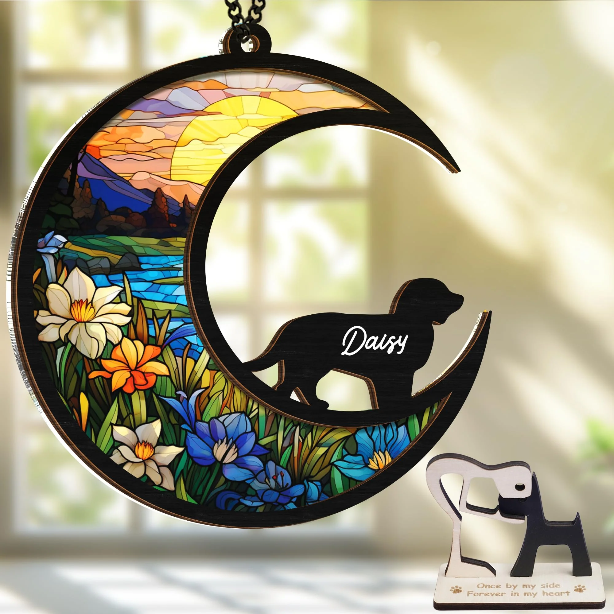 World-Class VinaTimes 6” Boykin Spaniel Memorial Suncatcher Personalized Dog Name Ornament Healthy
