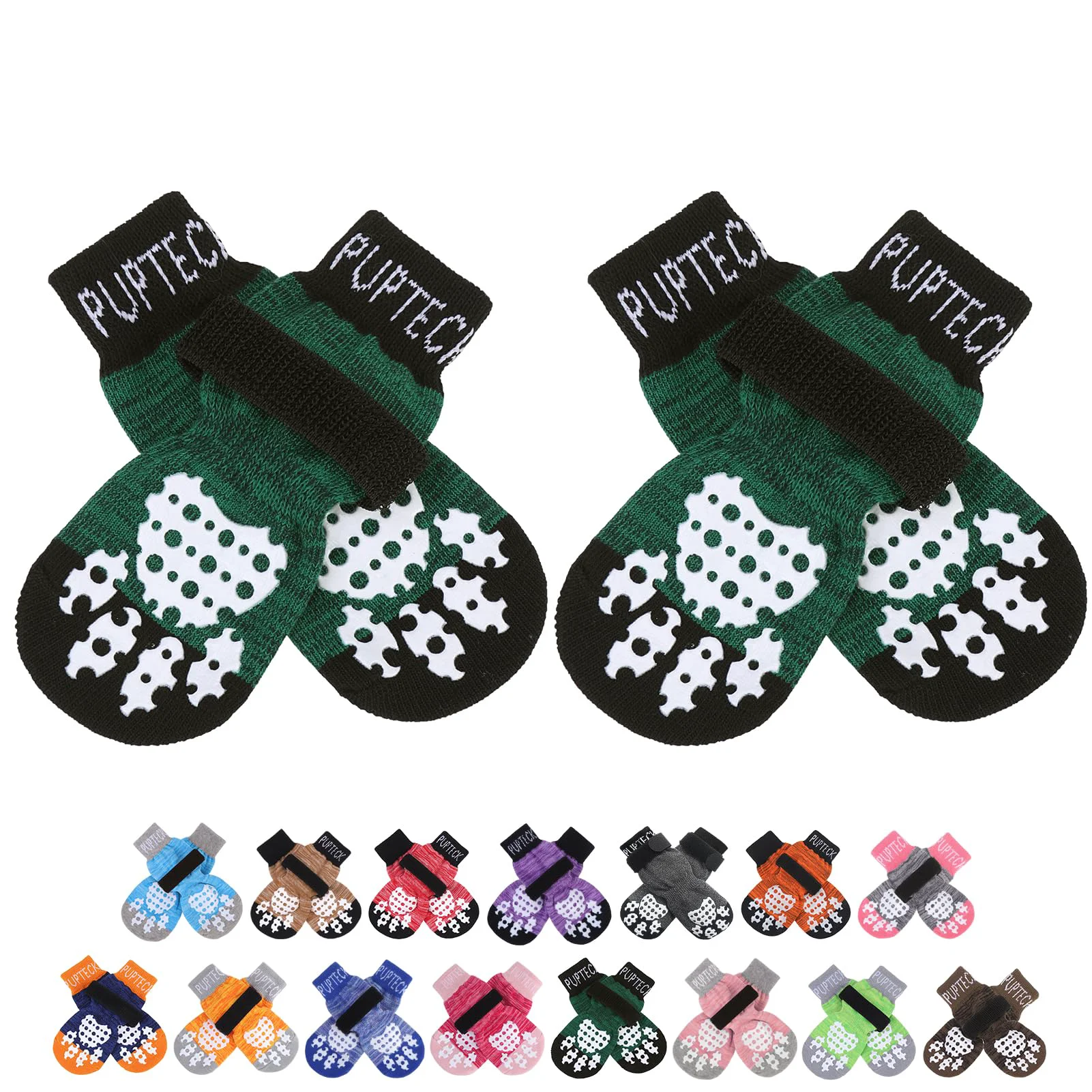 Dependable PUPTECK Anti-Slip Dog Socks with Double-Sided Grips Traction on Hardwood Floors 5 Sizes Premium Material