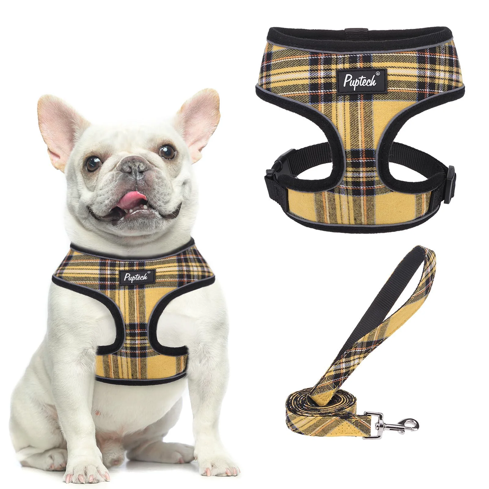 Artisan PUPTECK Soft Mesh Dog Harness Leash Set – No-Pull Lightweight Yellow L Trusted