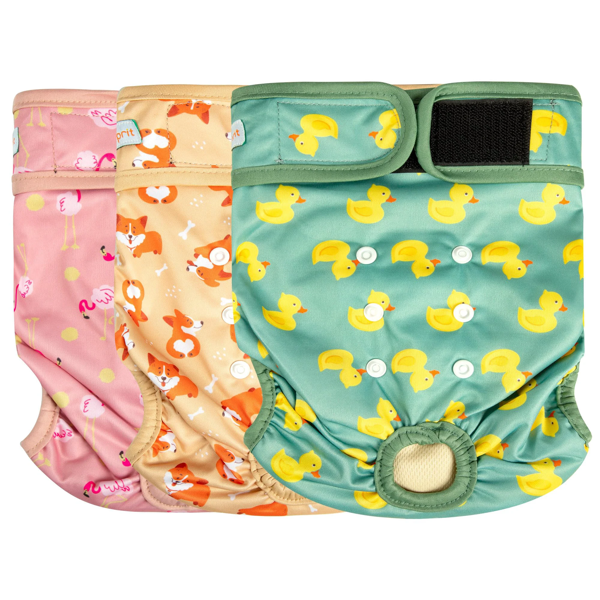 Recyclable Langsprit Washable Female Dog Diapers – Reusable Highly Absorbent Flamingo Duck M Certified