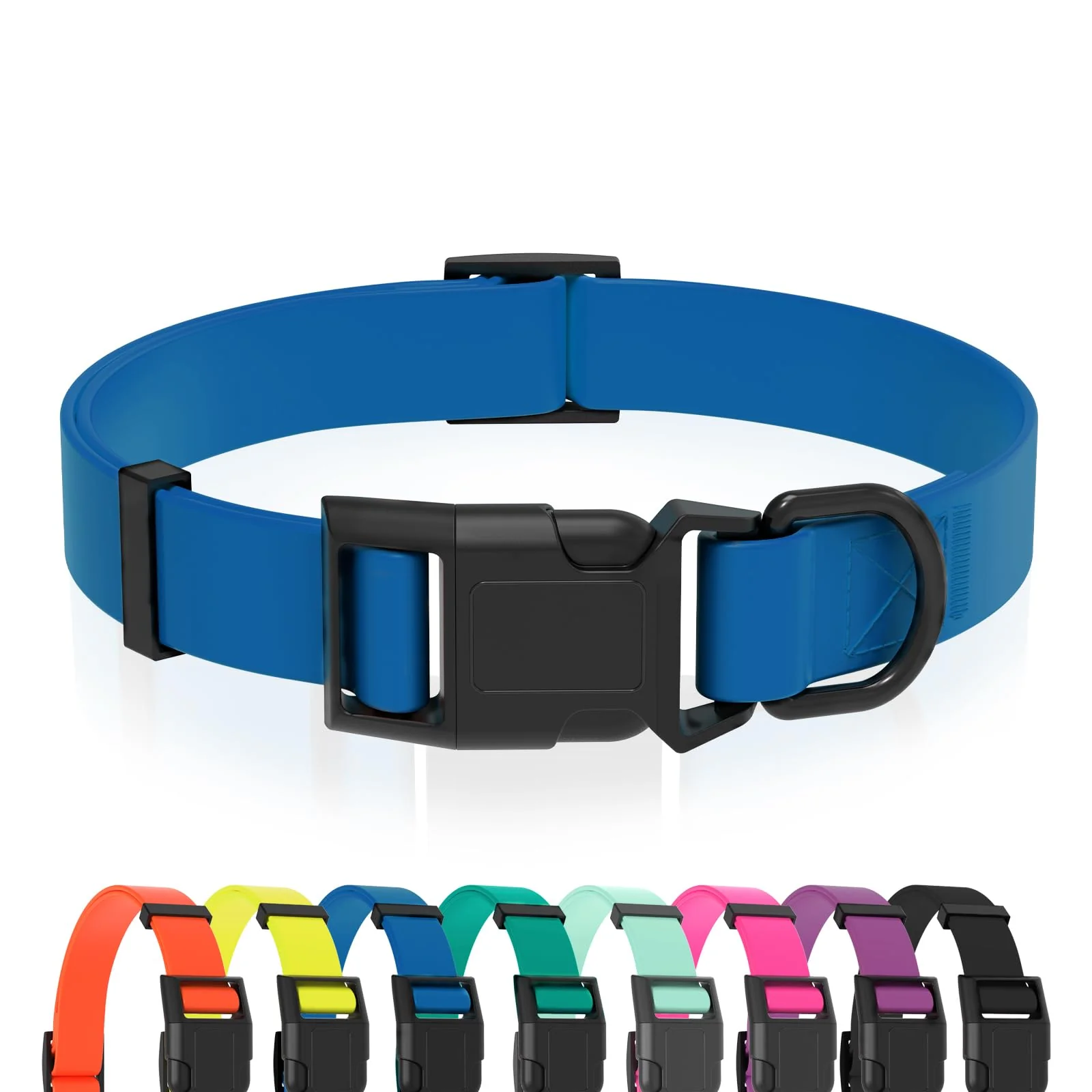 Contemporary Kidding Pets Waterproof Dog Collar – Blue Easy-to-Clean Coated Nylon with Quick-Release Buckle – Fits Small to Large Dogs Trendy
