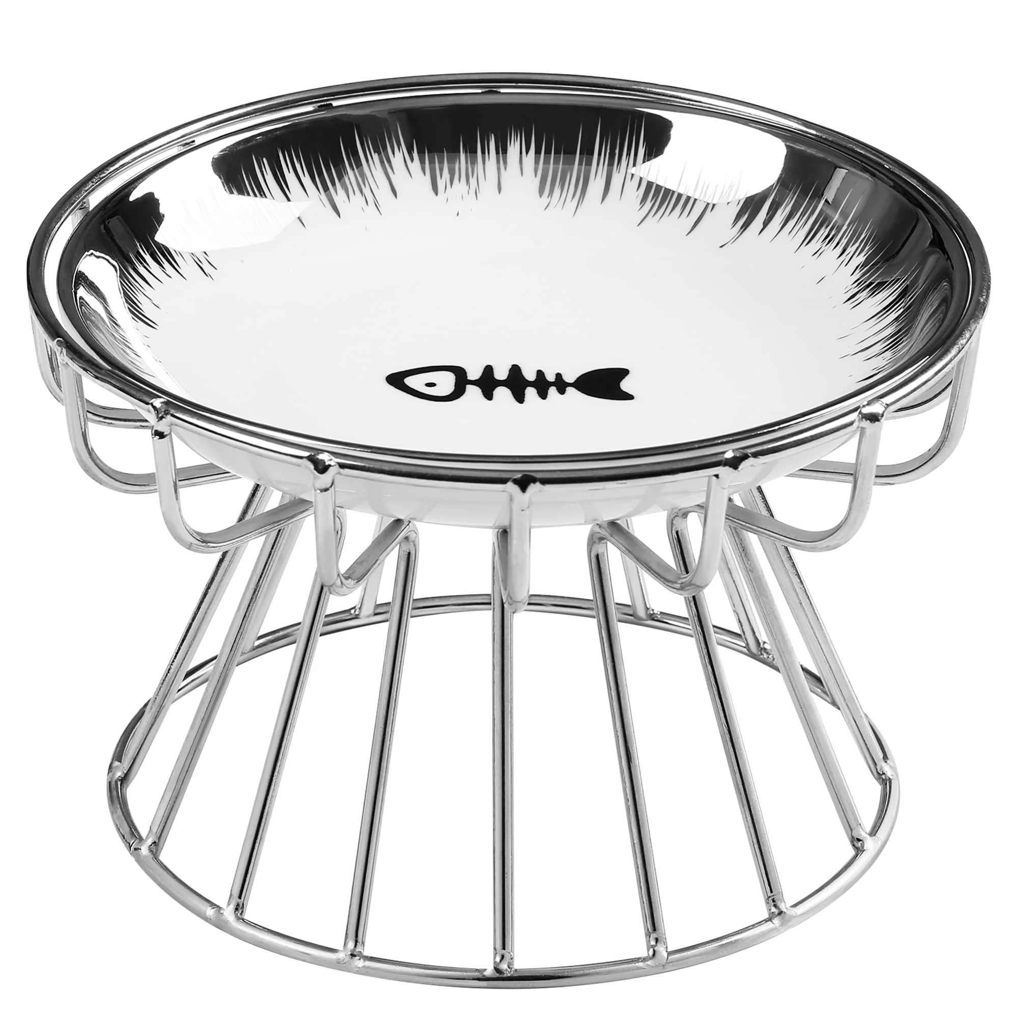 Contemporary Wellbro d Ceramic Cat Bowls with Metal Stand – Dishwasher Safe Reliable