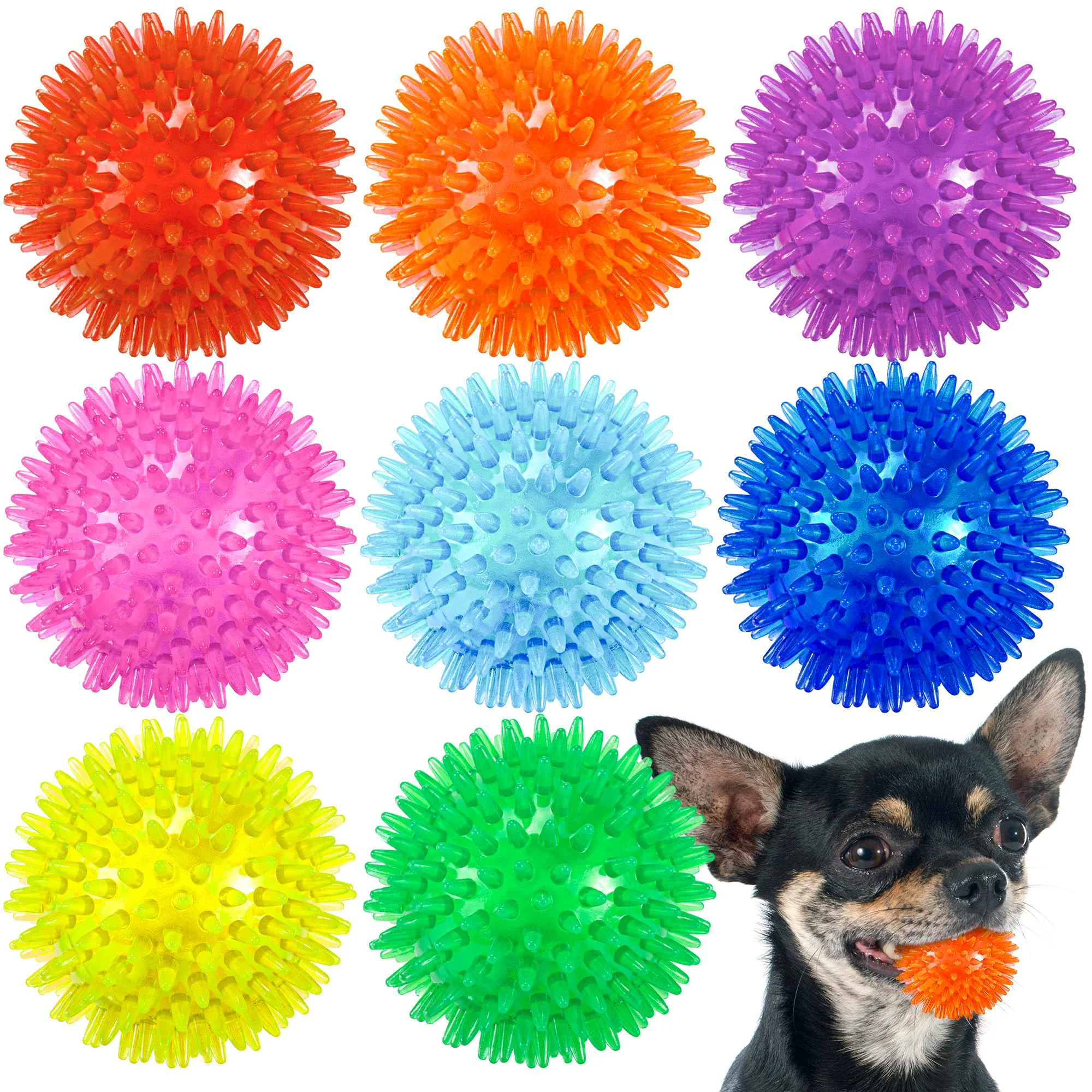 Breathable Ousiya 2.5-inch Squeaky Dog Balls – 8-Color Durable Rubber Toys for Small Medium Dogs Fine