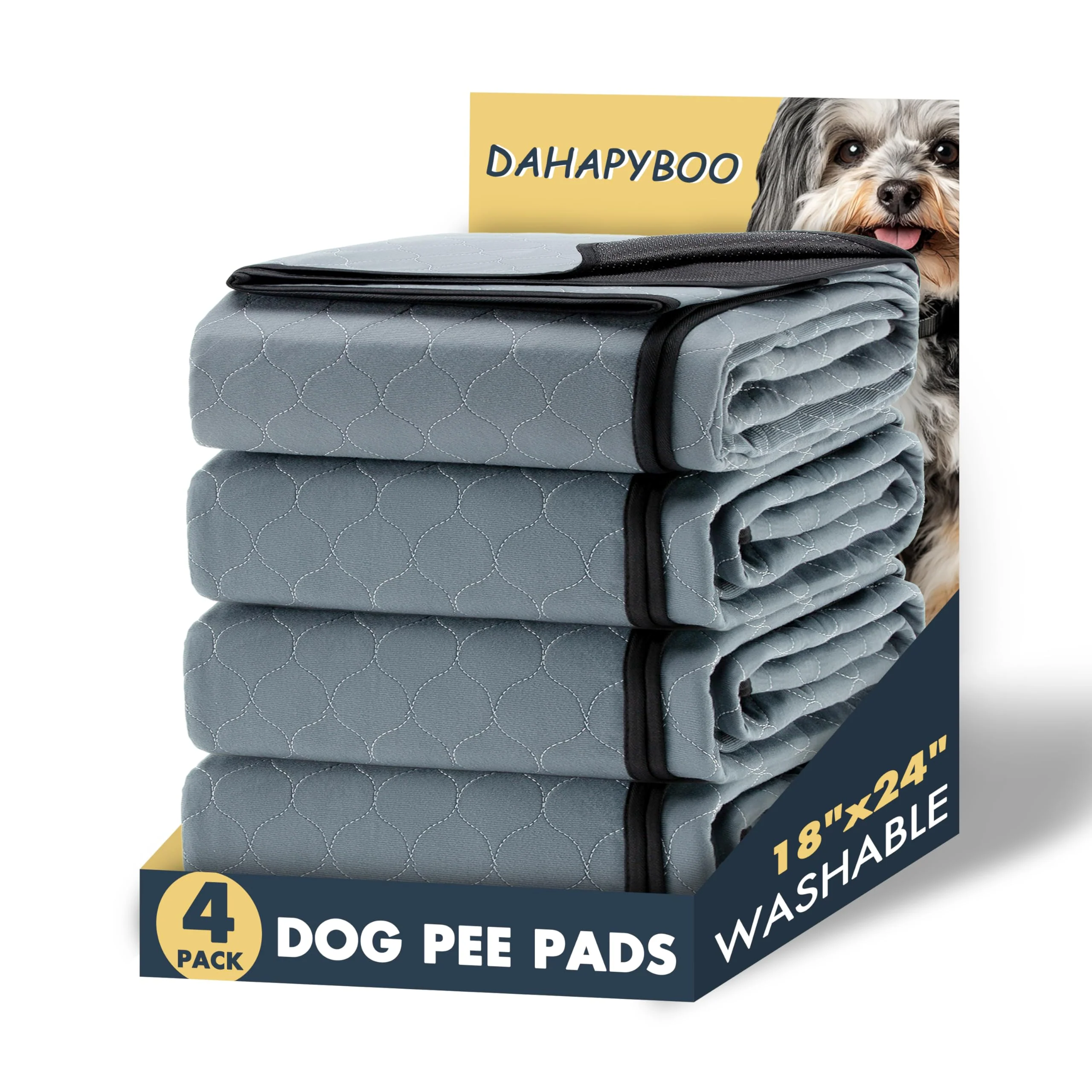 World-Class DAHAPYBOO Washable Dog Pee Pads — 4 Pack 18×24 Non-Slip Waterproof Training Pads Innovative