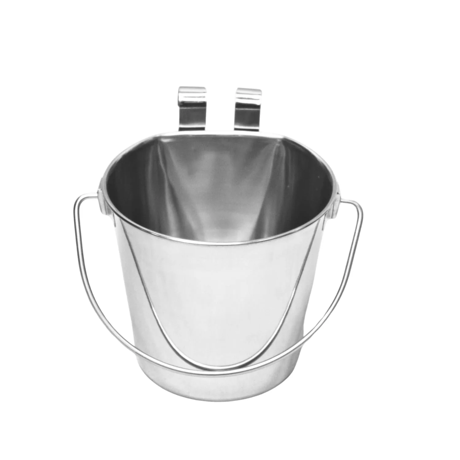 Exceptional AASPIRE PETS 1-Quart Stainless Steel Flat Sided Bucket with Dual Hooks – Small Pet Food Water Bowl Smooth