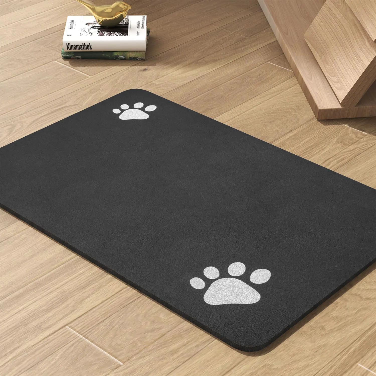 High-End PADOOR Pet Feeding Mat – Absorbent Quick-Dry Anti-Slip 12×19 Black Contemporary