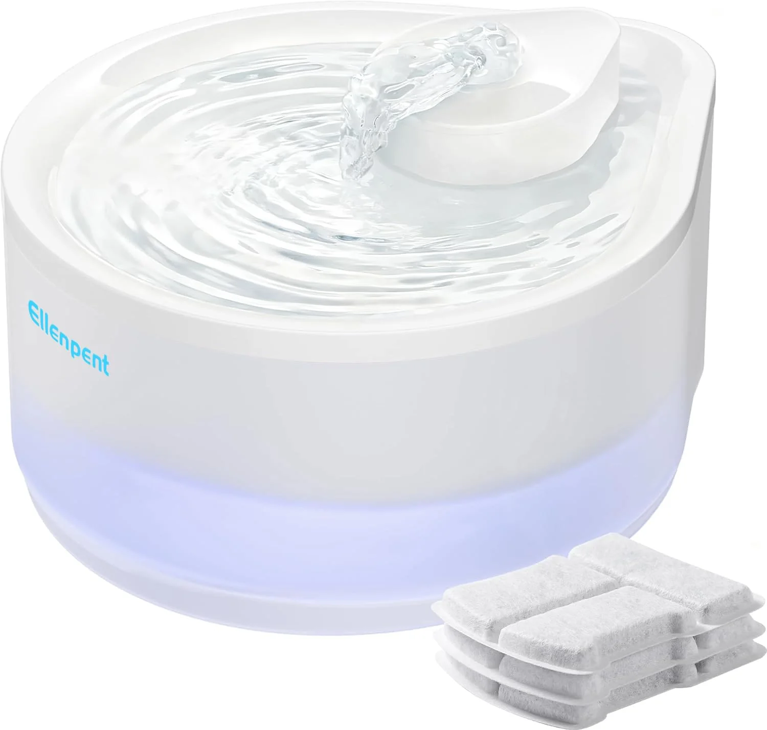 Top-Quality Ellenpent Cat Water Fountain 2.5L Quiet Drop Design with LED Long-Lasting