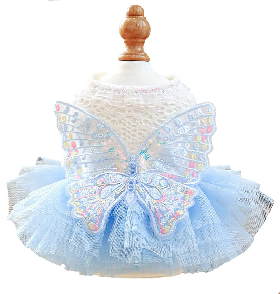 Trendy MaruPet Fashion Sweet Puppy Blingbling Princess Skirt Dress – Light Blue XL Unique