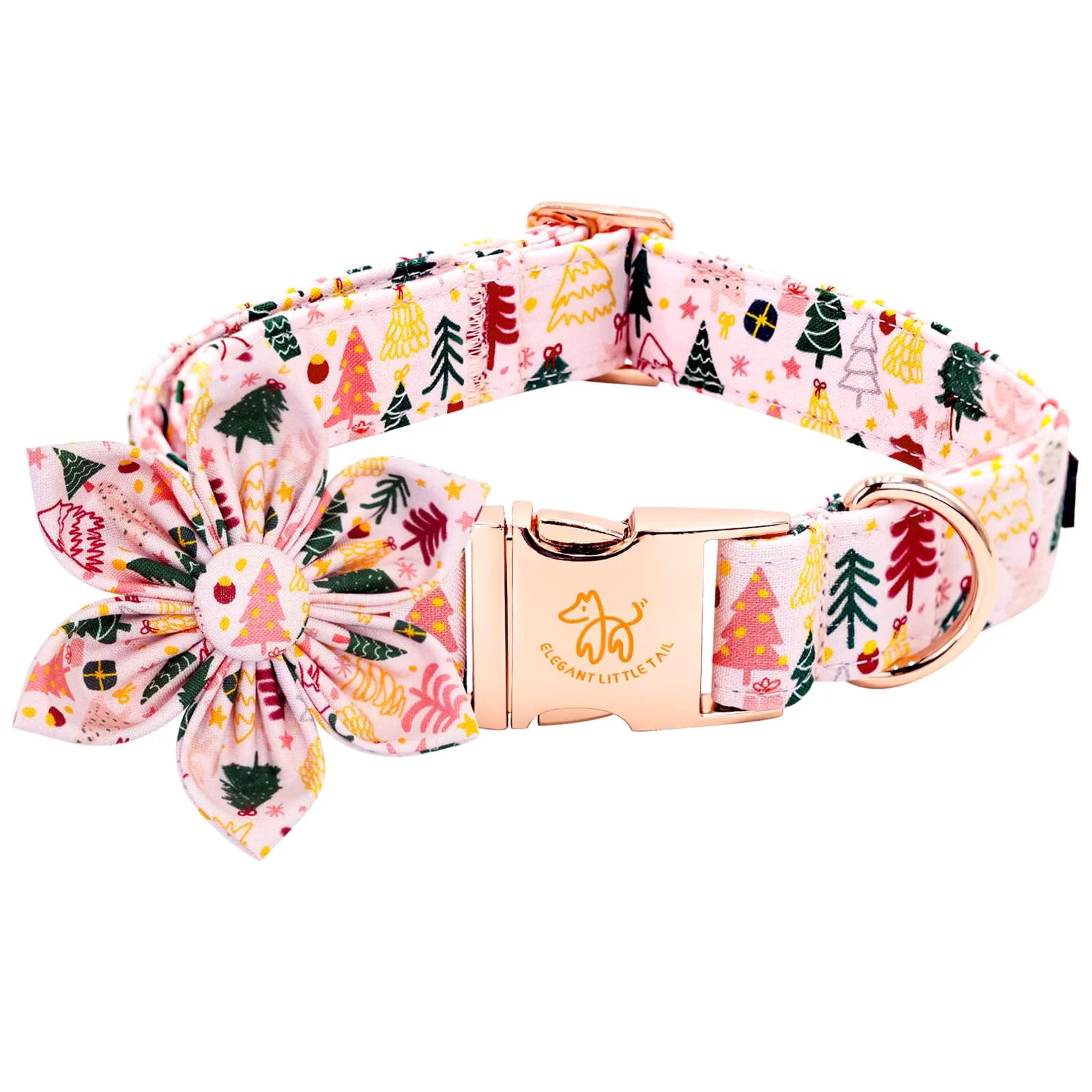 Responsible Elegant little tail Christmas Dog Collar with Flower – Soft Cotton Adjustable 10-16 in Convenient