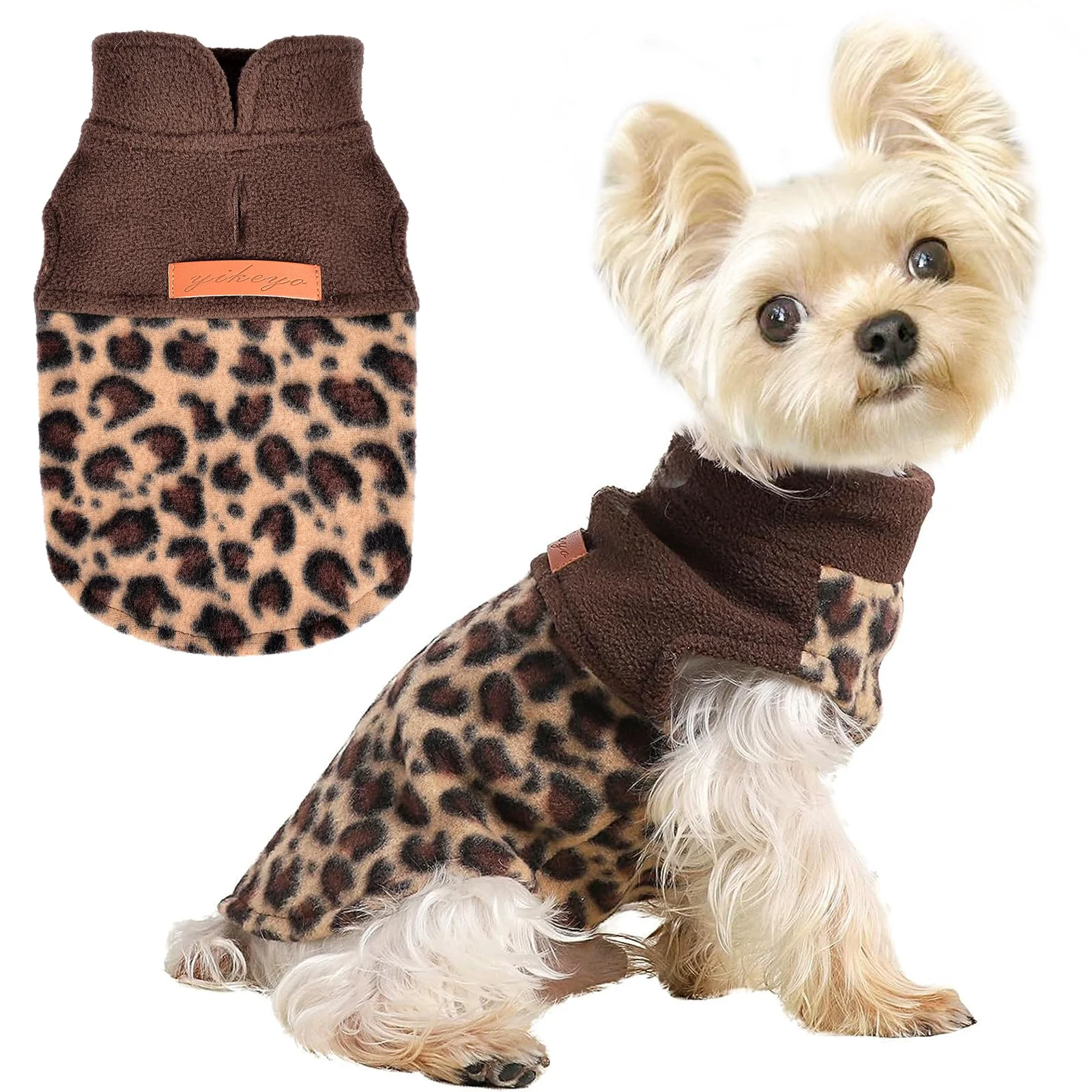 Stylish Shifenmei Fleece Vest Leopard Dog Sweater for Small Dogs – Warm Winter Pullover XXS Outstanding