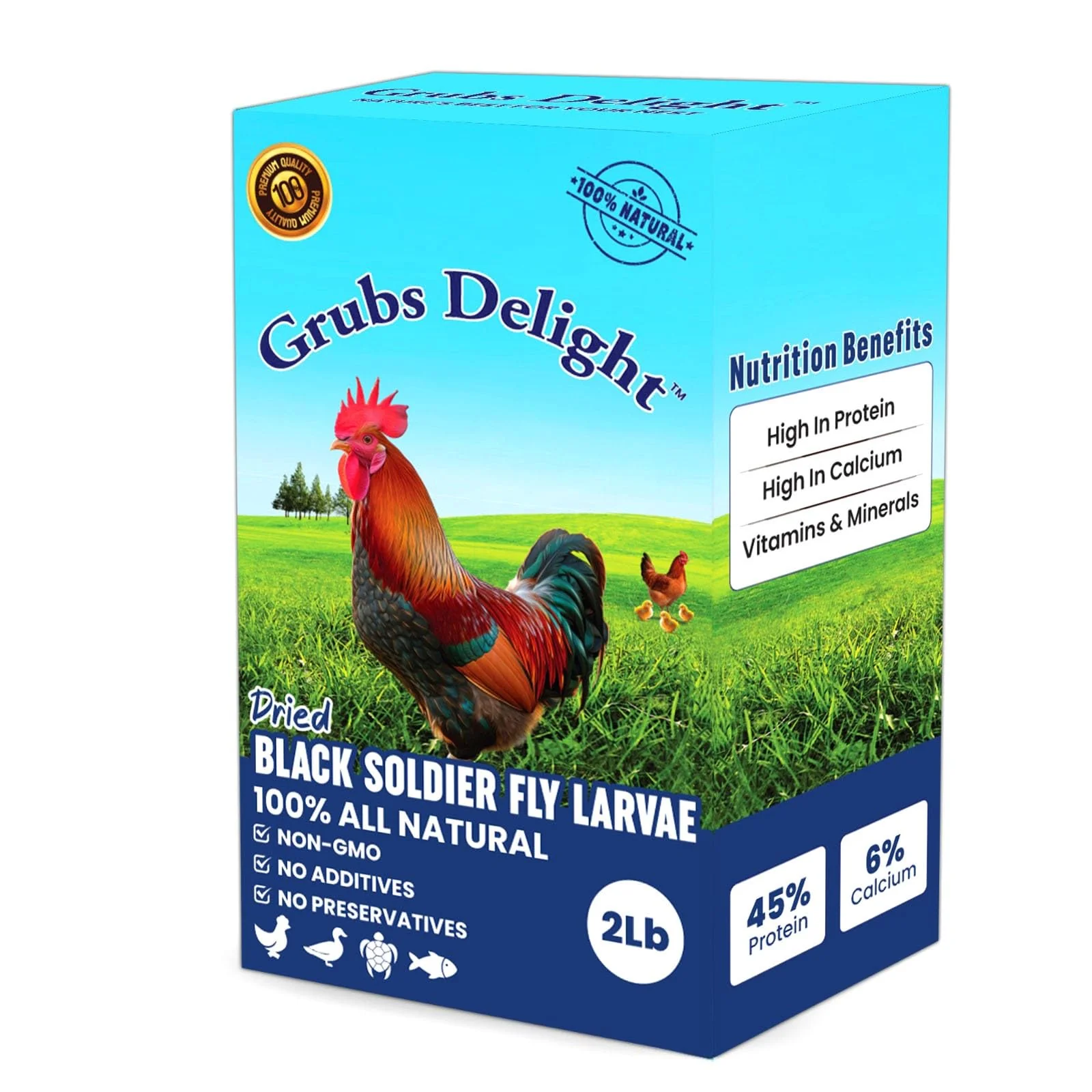Artisan Grubs Delight 2LB Dried BSFL for Chickens – Protein Calcium Non-GMO Relaxed