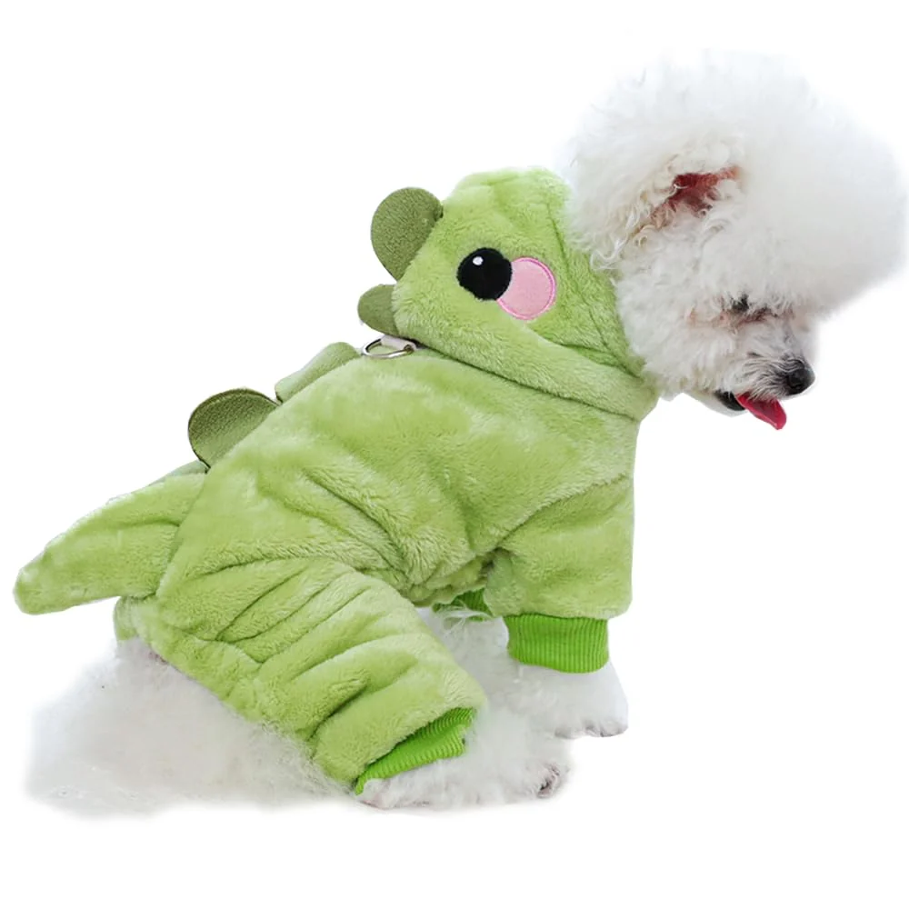 Casual Anelekor Dinosaur Dog Costume – Winter Hoodies for Small Dogs Blue Large World-Class