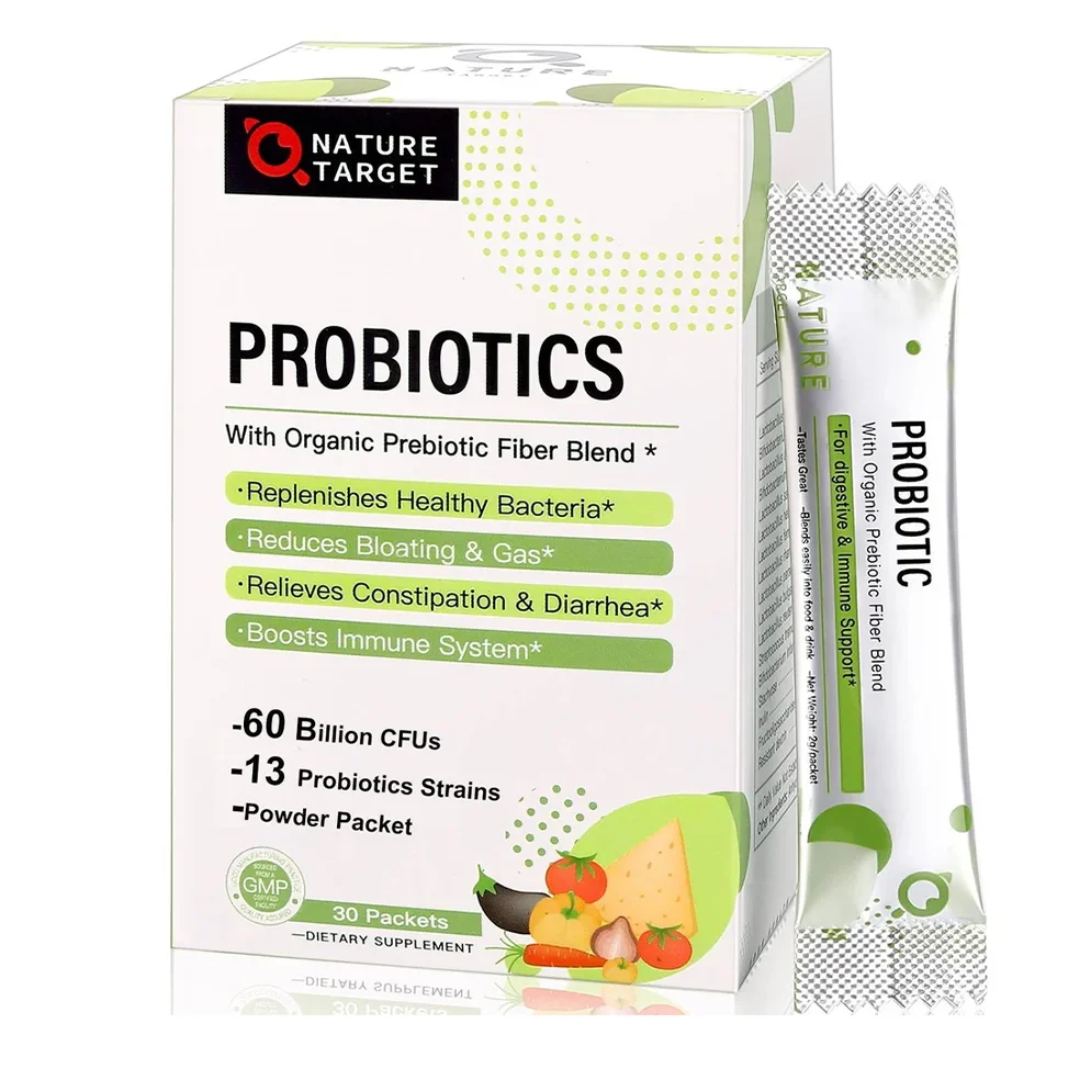 Certified Probióticos en polvo para todas las edades 60 mil millones de UFC 30 sobres Convenient