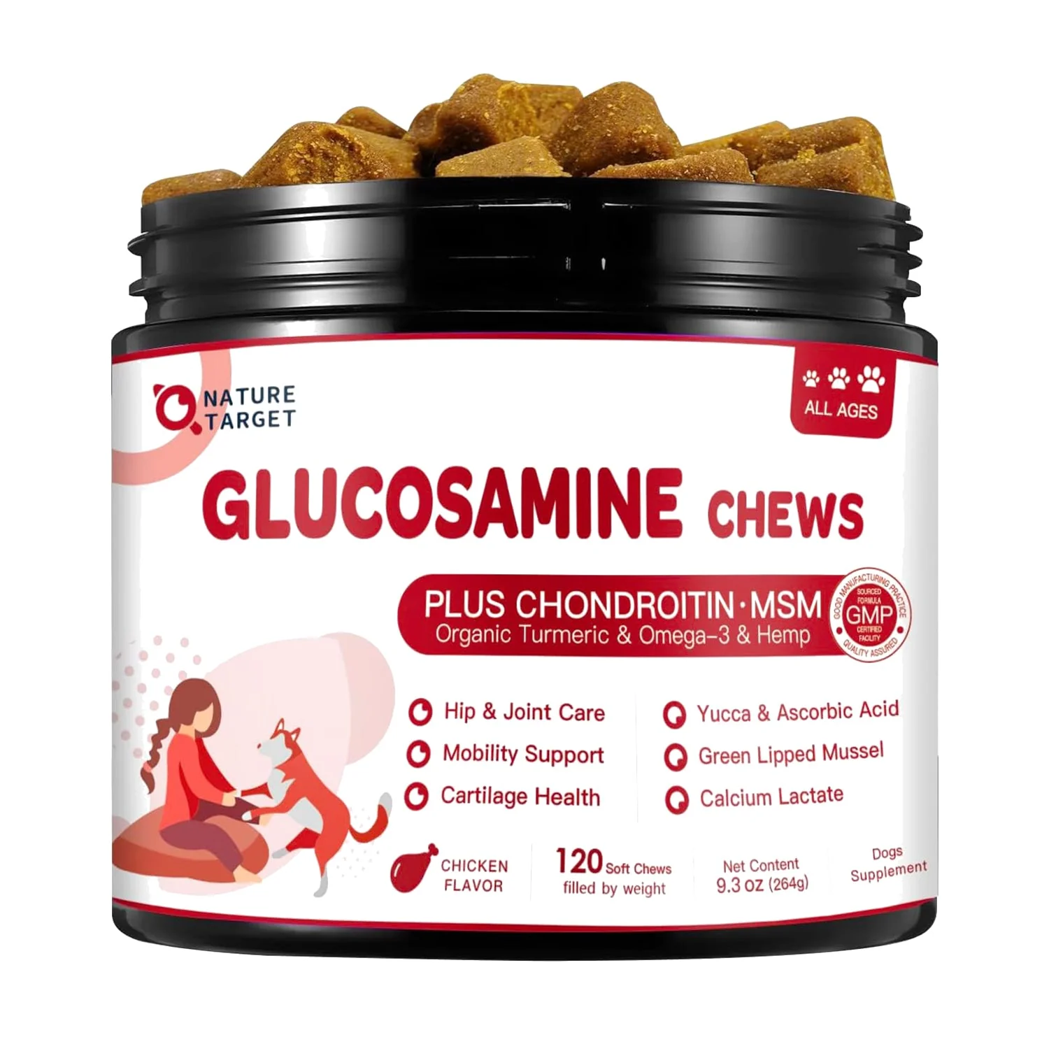 World-Class Masticables de glucosamina con sabor a pollo para perros y gatos 120 masticables blandos Fine Crafted