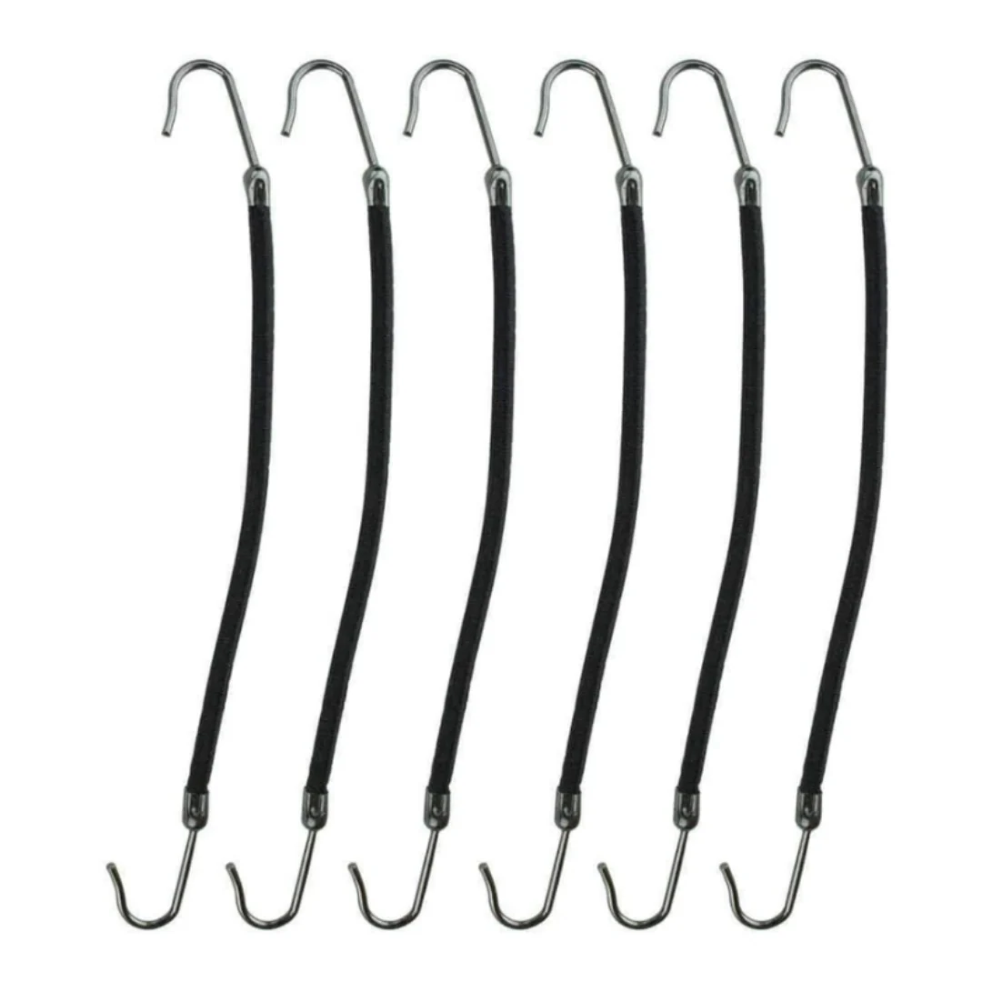 Official Elásticos Bungee de calidad profesional con ganchos – 6 piezas 5 negro Reliable
