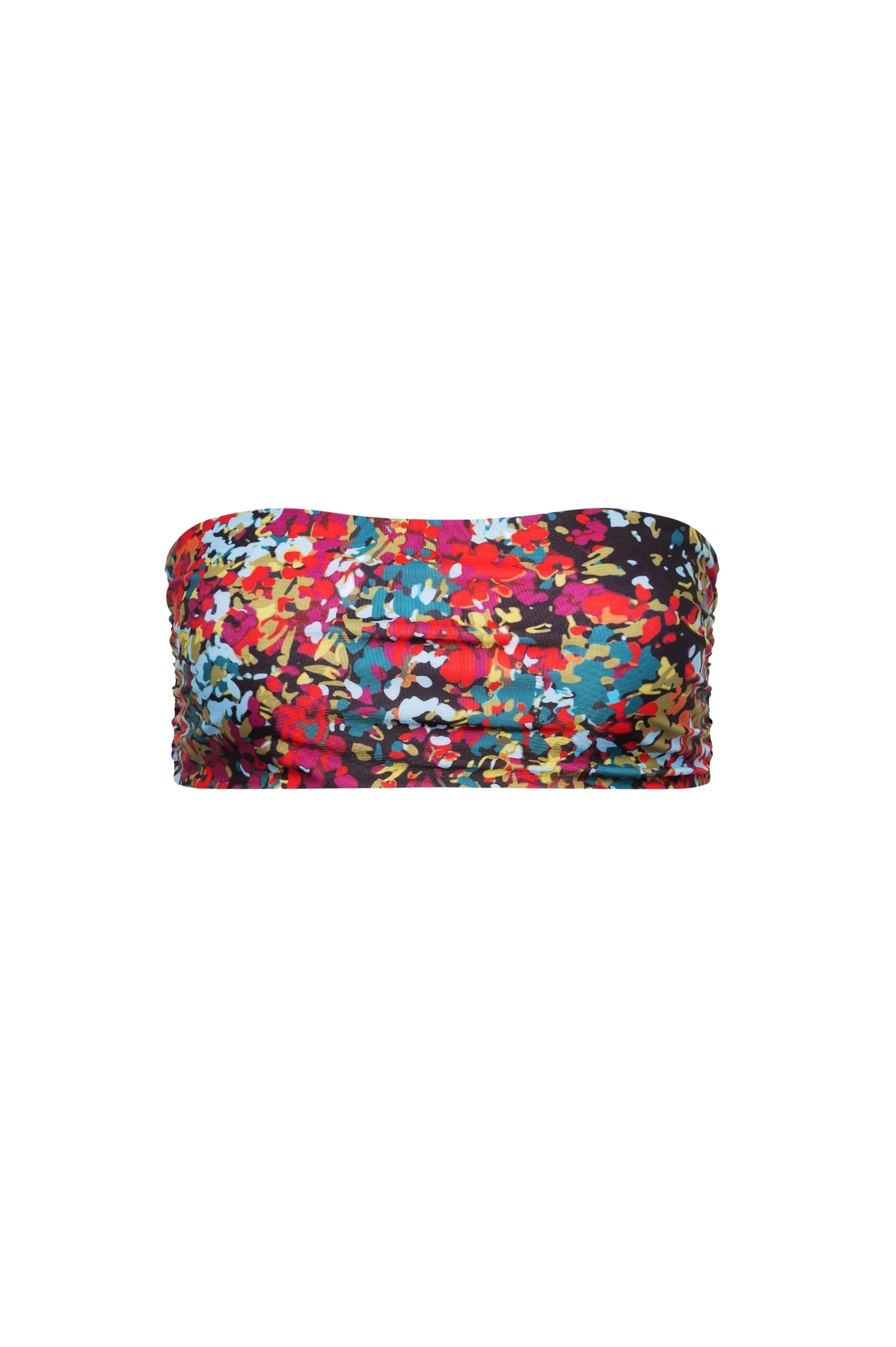 Recyclable Capri Ruched Bandeau Bikini Top – Red Confetti Artisan