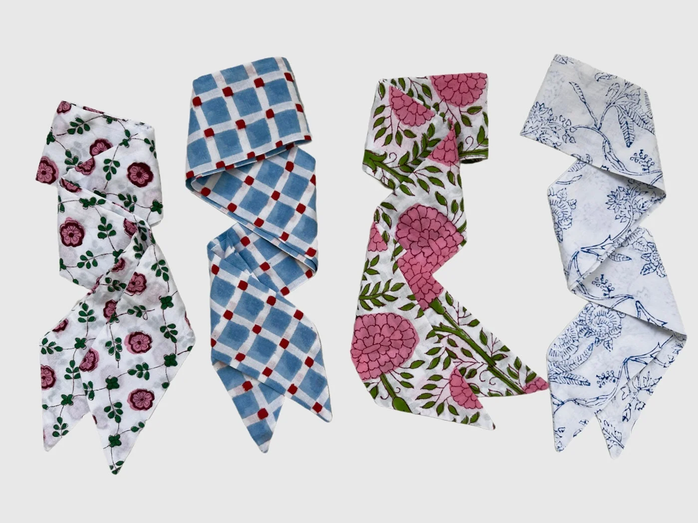 Solid Short Block Print Hat Scarf – 4 Pack Fine