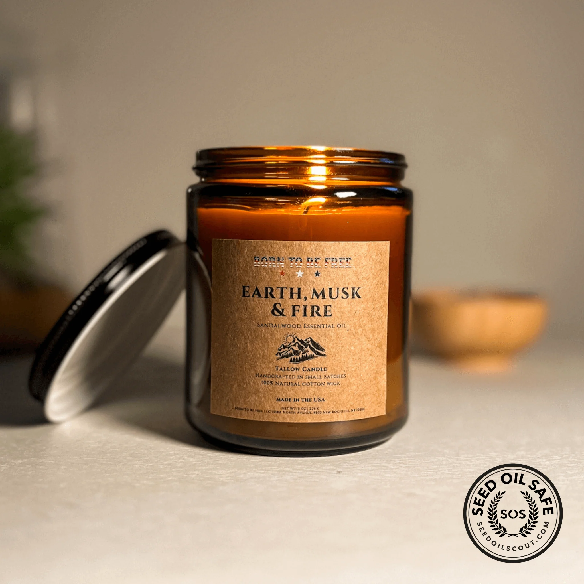 Comfortable Earth Musk Fire Tallow Candle Exclusive