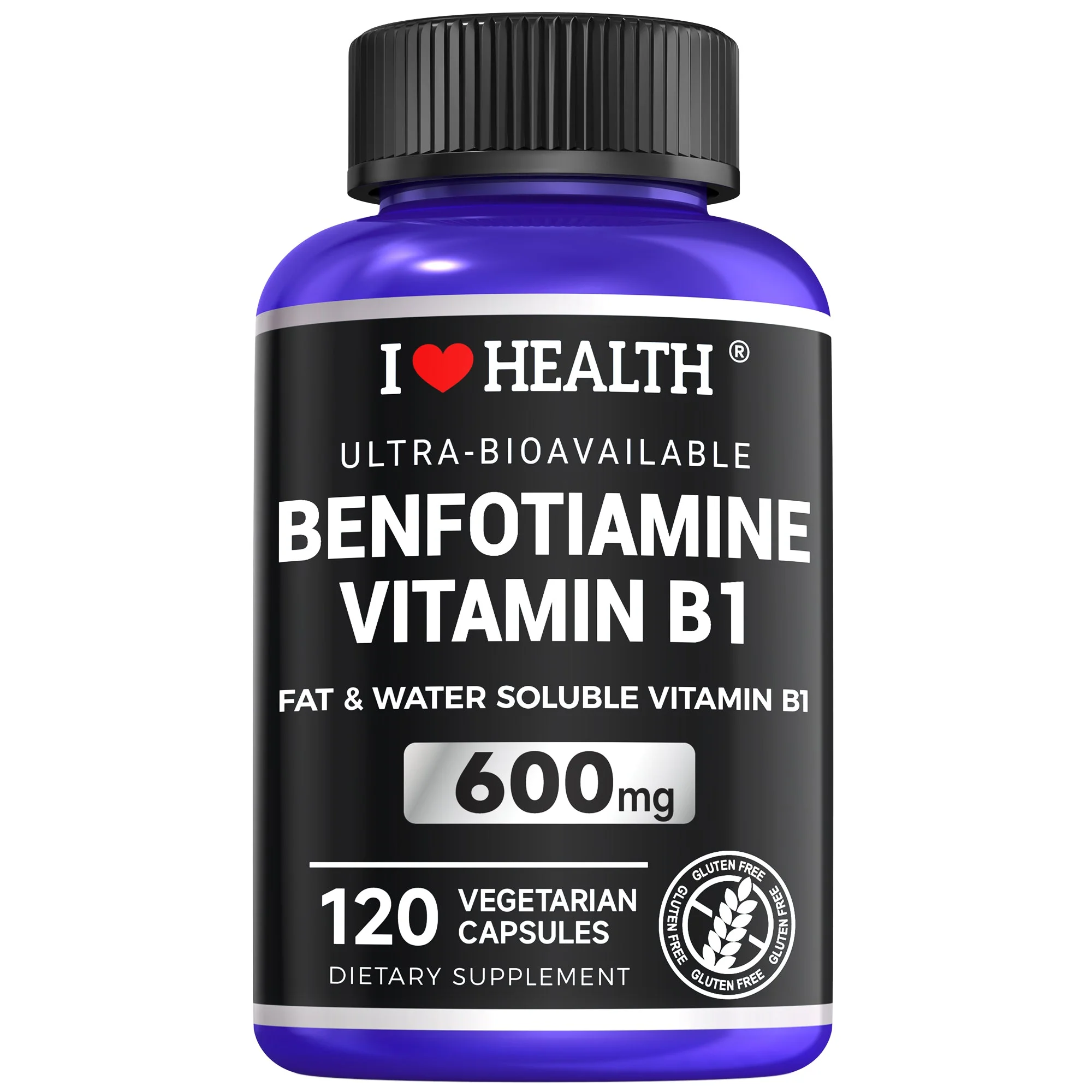 Expertly Made Benfotiamine 600mg Plus 20mg Vitamin B1 120 Veggie Capsules Made in USA 3rd Party Tested Fat Soluble Vitamin B1 Thiamine Supplement Non-GMO Gluten Innovative