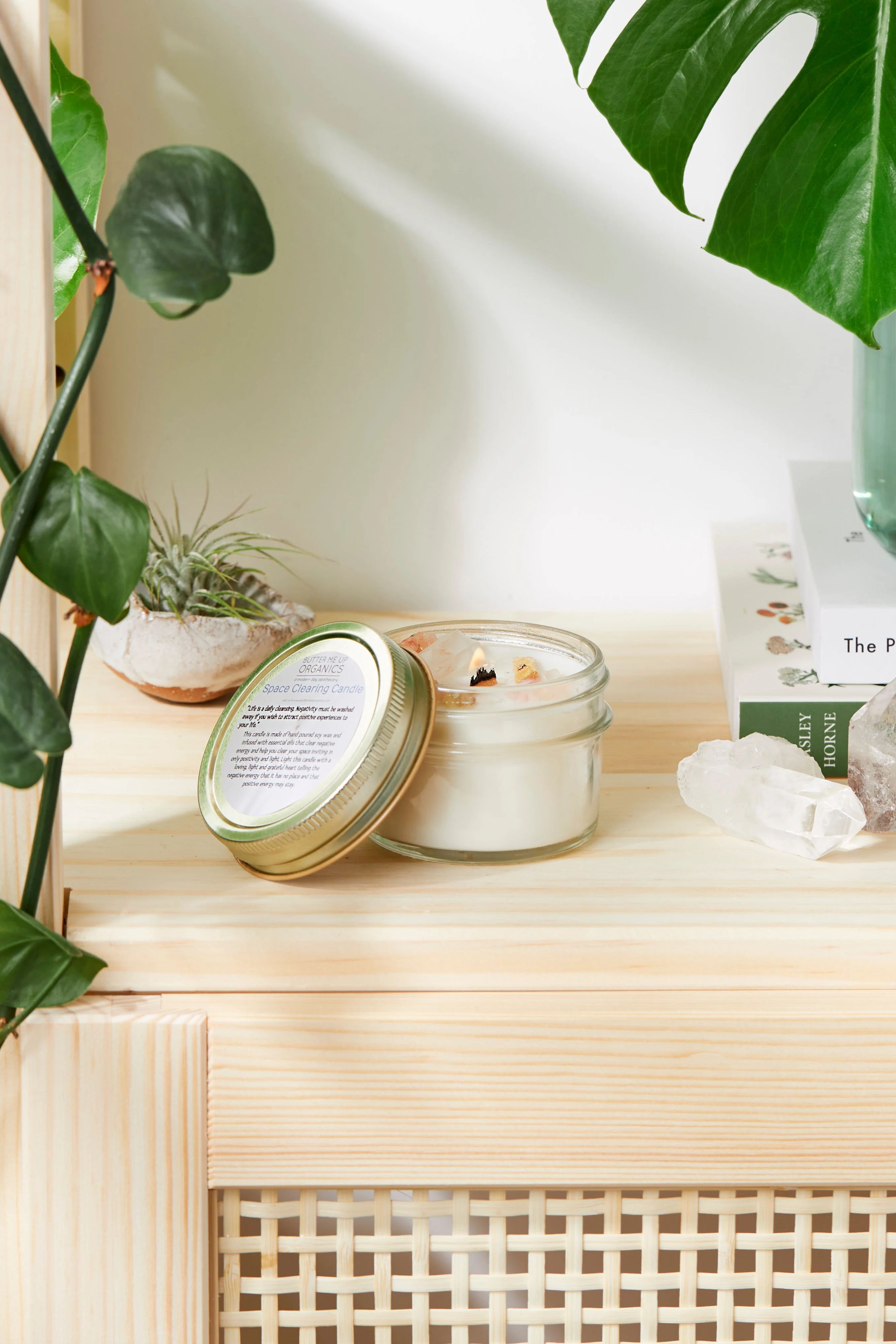 Easy-to-Use Space Clearing Candle Intention Candle Organic Soy Candle Candle with Crystals Cleansing Candle Detailed