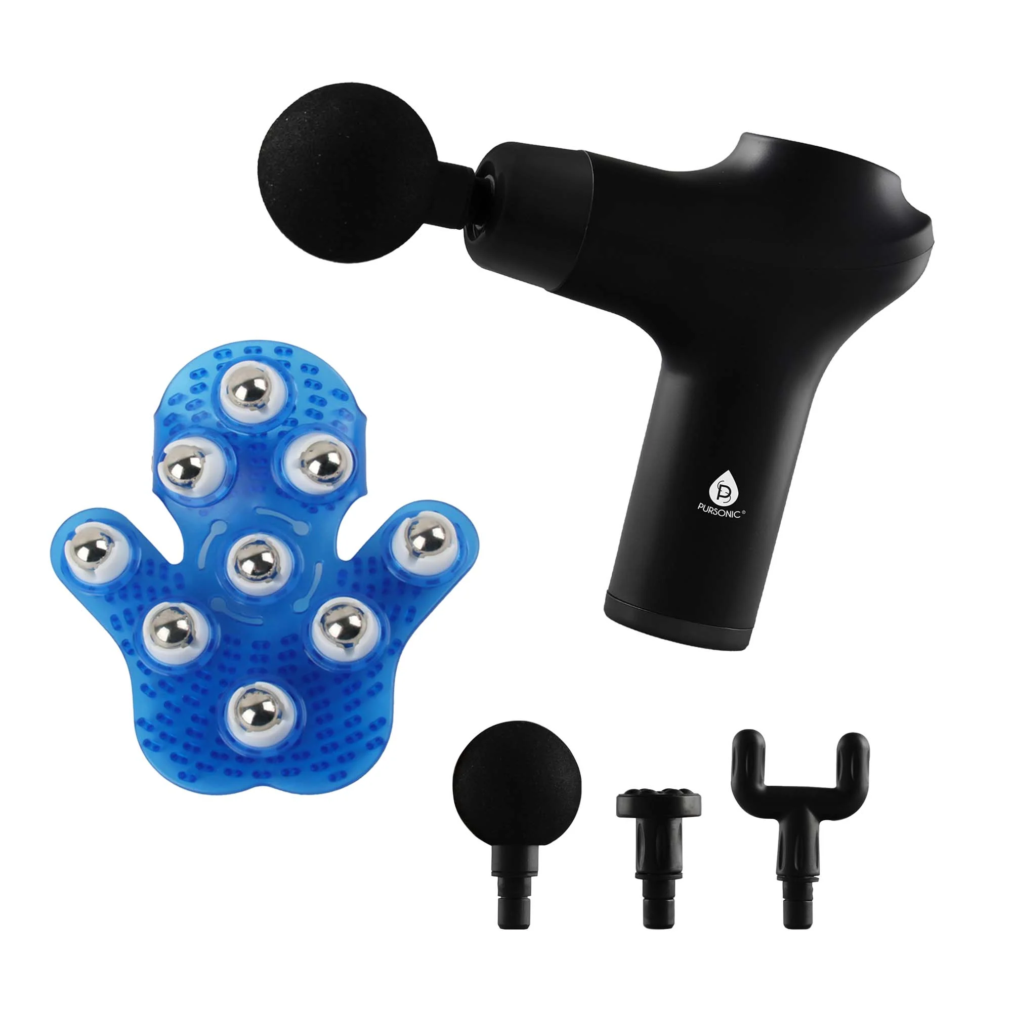 Consistent Pursonic Relaxation Bundle 3-Speed Massage Gun Palm-Shaped Massage Glove Unique