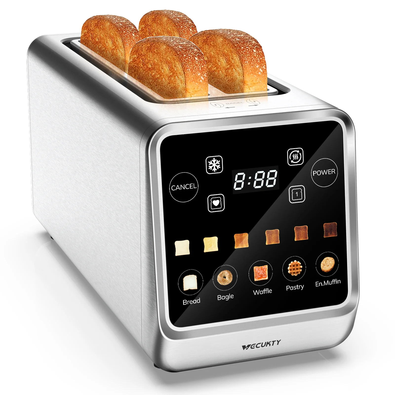 Crafted 4 Slice Toaster Bread Toaster for Kitchen Appliances with 6 Presets Memory Function Quality