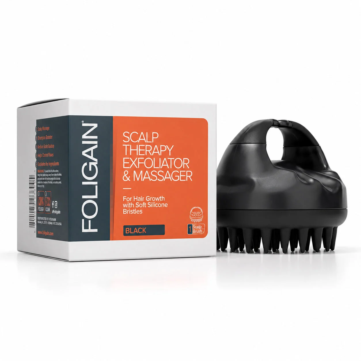 Trendy FOLIGAIN® Scalp Therapy Exfoliator Massager in Black Soft