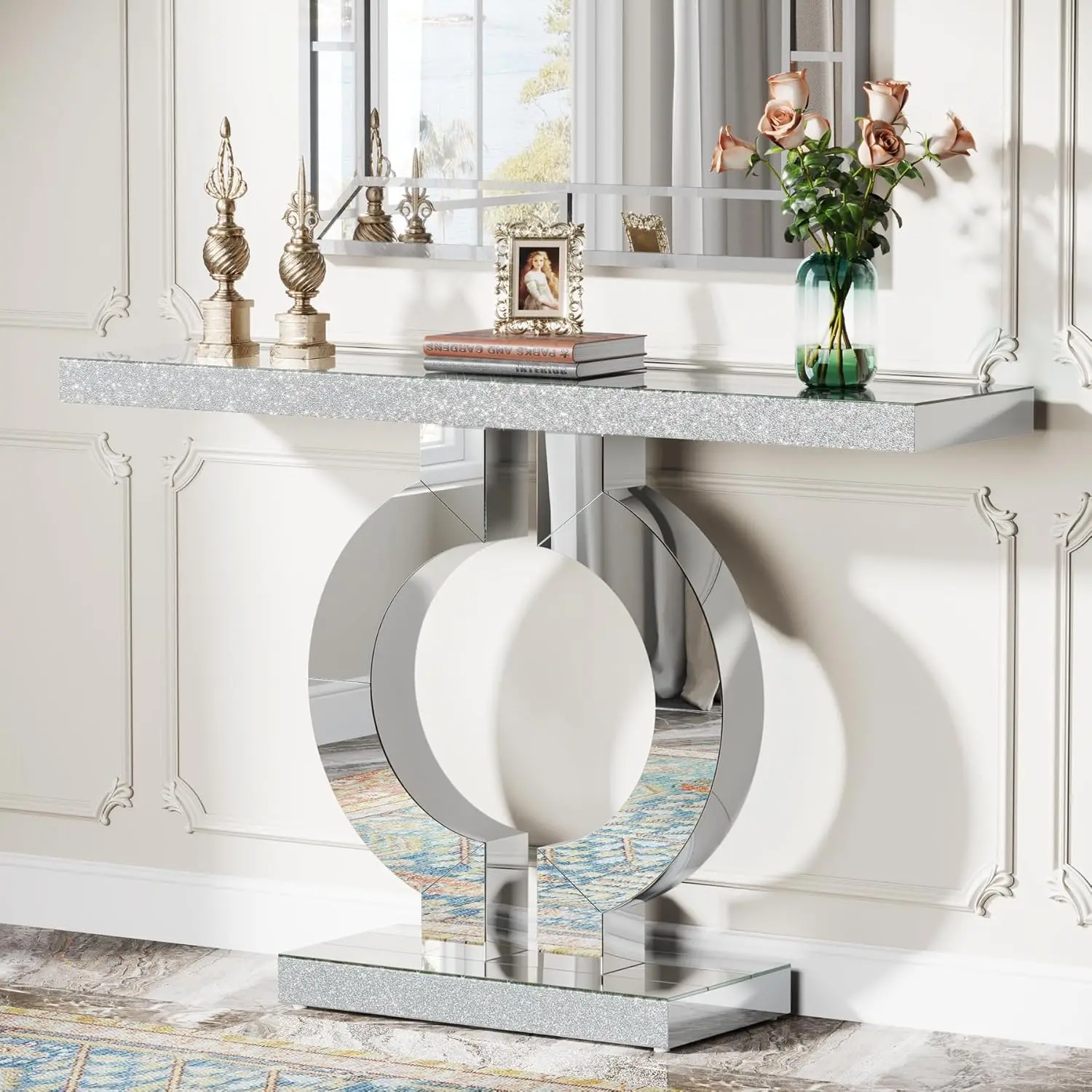 Lightweight Modern Mirrored Console Table for Entryway and Living Room Official