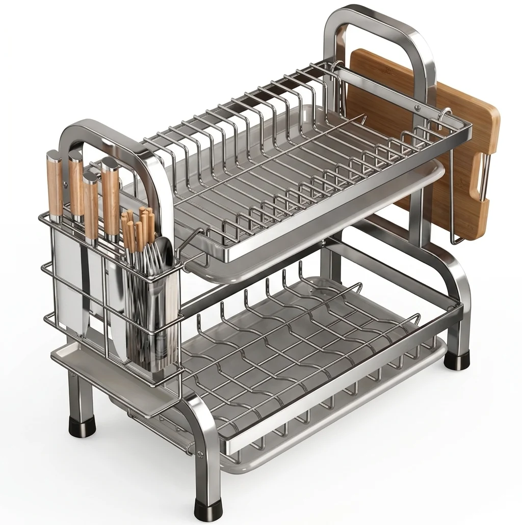 Fast Kitchen Dish Drying Rack and Drainboard Set with Utensil Holder Comfortable