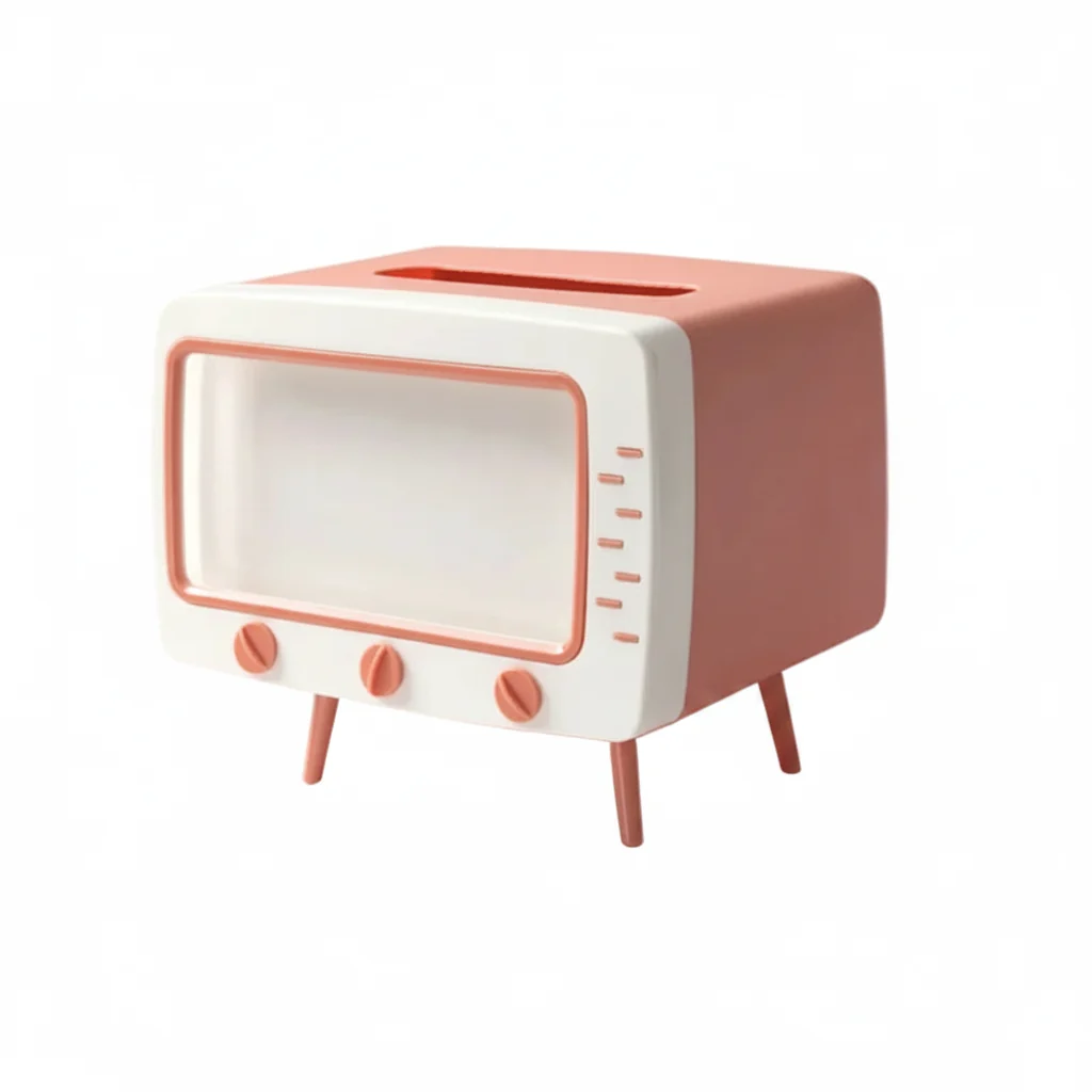 Classic Retro Television Shaped Tissue Box Cover and Phone Stand Modern