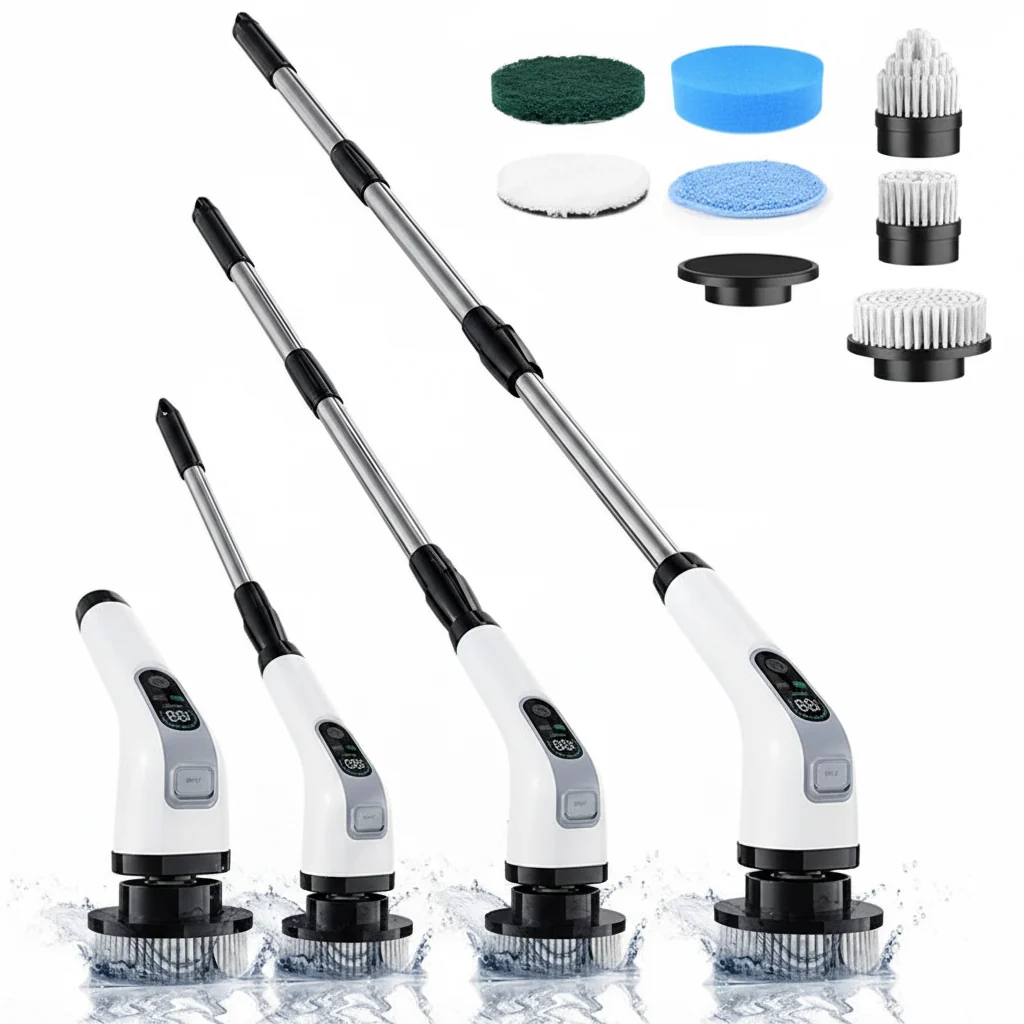 Refined Cordless Electric Spin Scrubber with Extension Handle A11 Relaxed