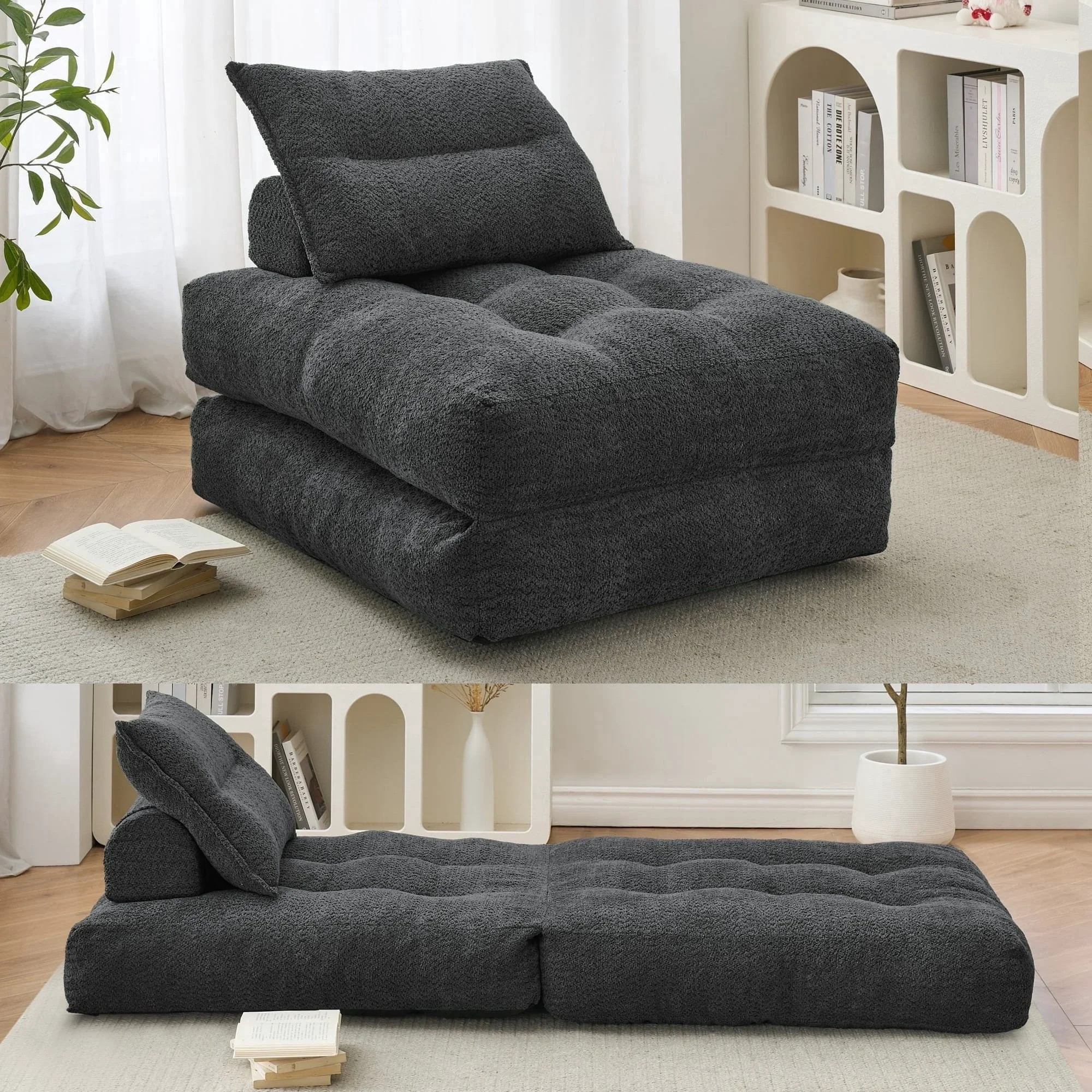Selected BEHOST 86 Oversized Folding Sofa Bed with Pillow and Back Support Convertible Sleeper Chair for Living Room Dark Gray Certified