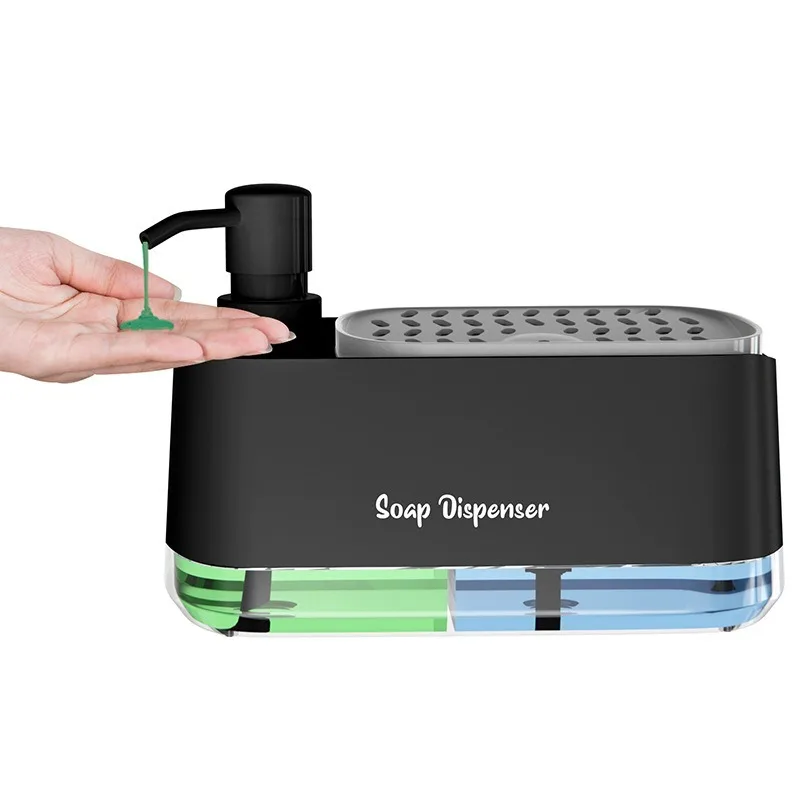 Comfortable Dual Pump Soap Dispenser Set with Sponge Storage Box for Kitchen Sink Healthy