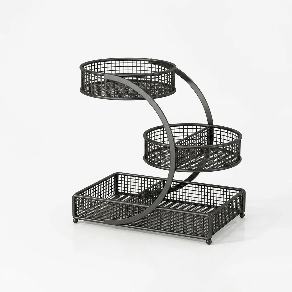 Crafted 3-Tier Metal Countertop Makeup Organizer and Cosmetic Storage Shelf Solid