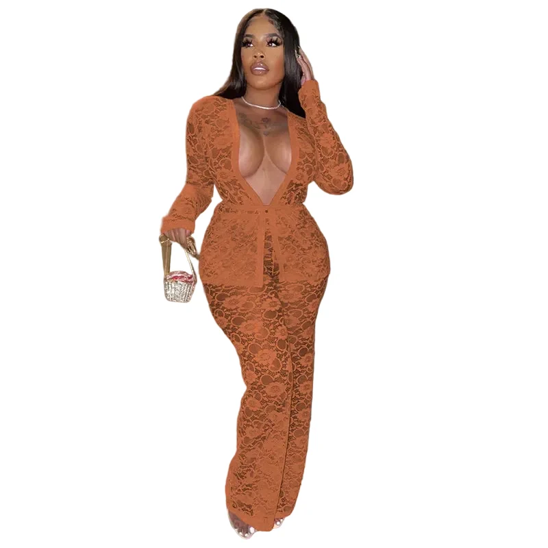 Fast Women’s Casual Sheer Lace Two Piece Matching Set User-Friendly