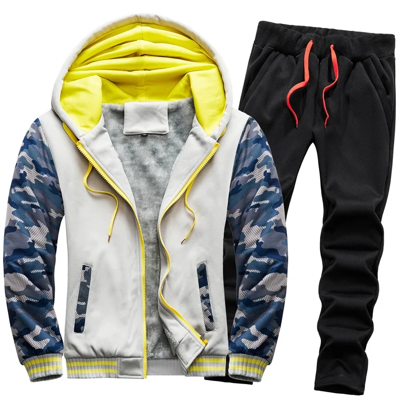Elite Men’s Casual Thicken Thermal Hoodie and Pants Tracksuit Set Enhanced