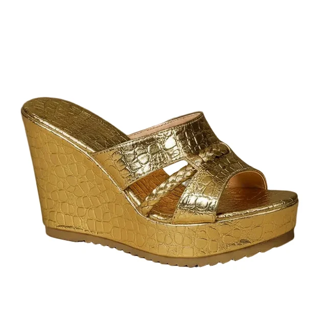 Exclusive Women’s Fashion Crocodile Print Platform Wedge Heel Slide Sandals Solid