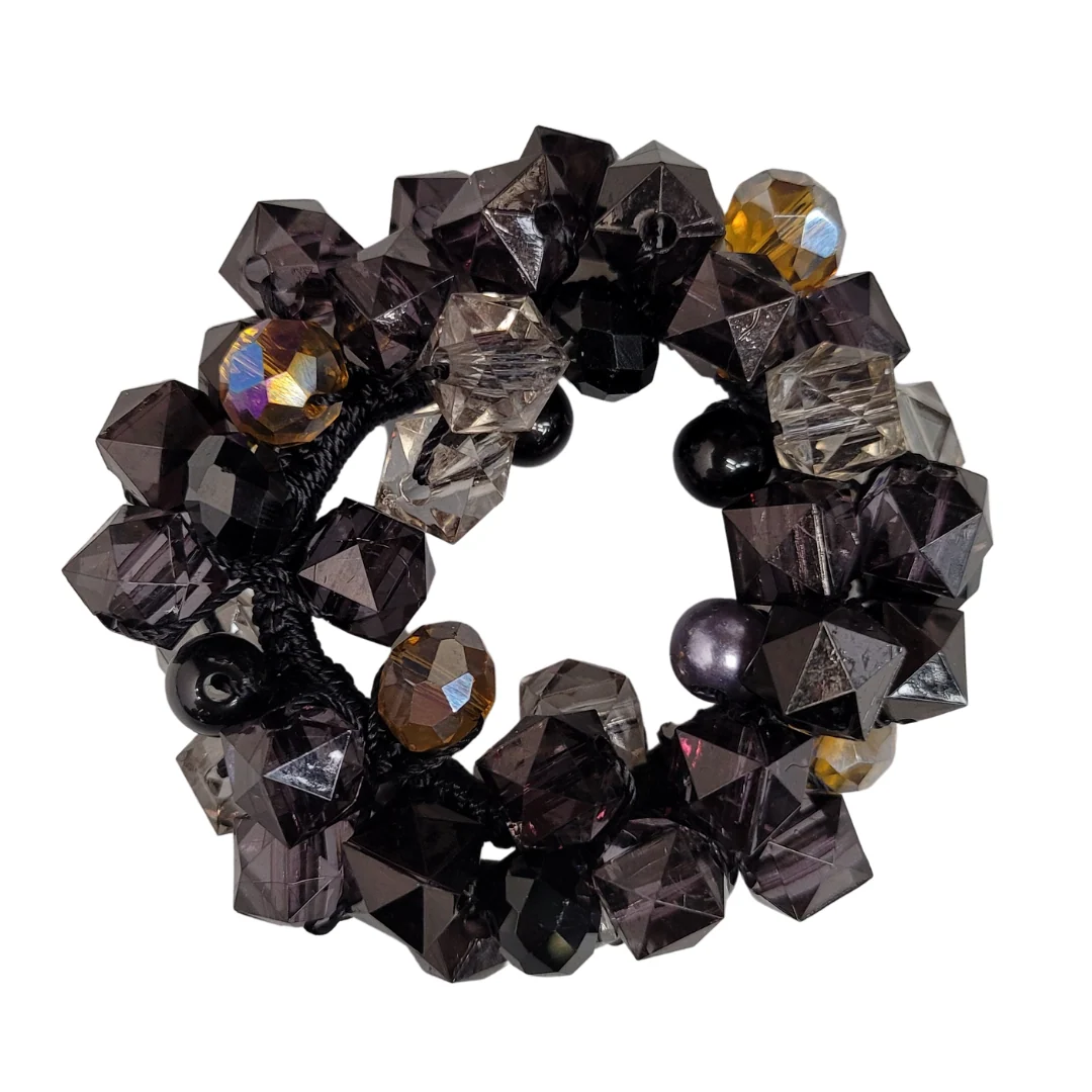 Certified Poni elástico con cuentas en racimo negro pizarra Artisan