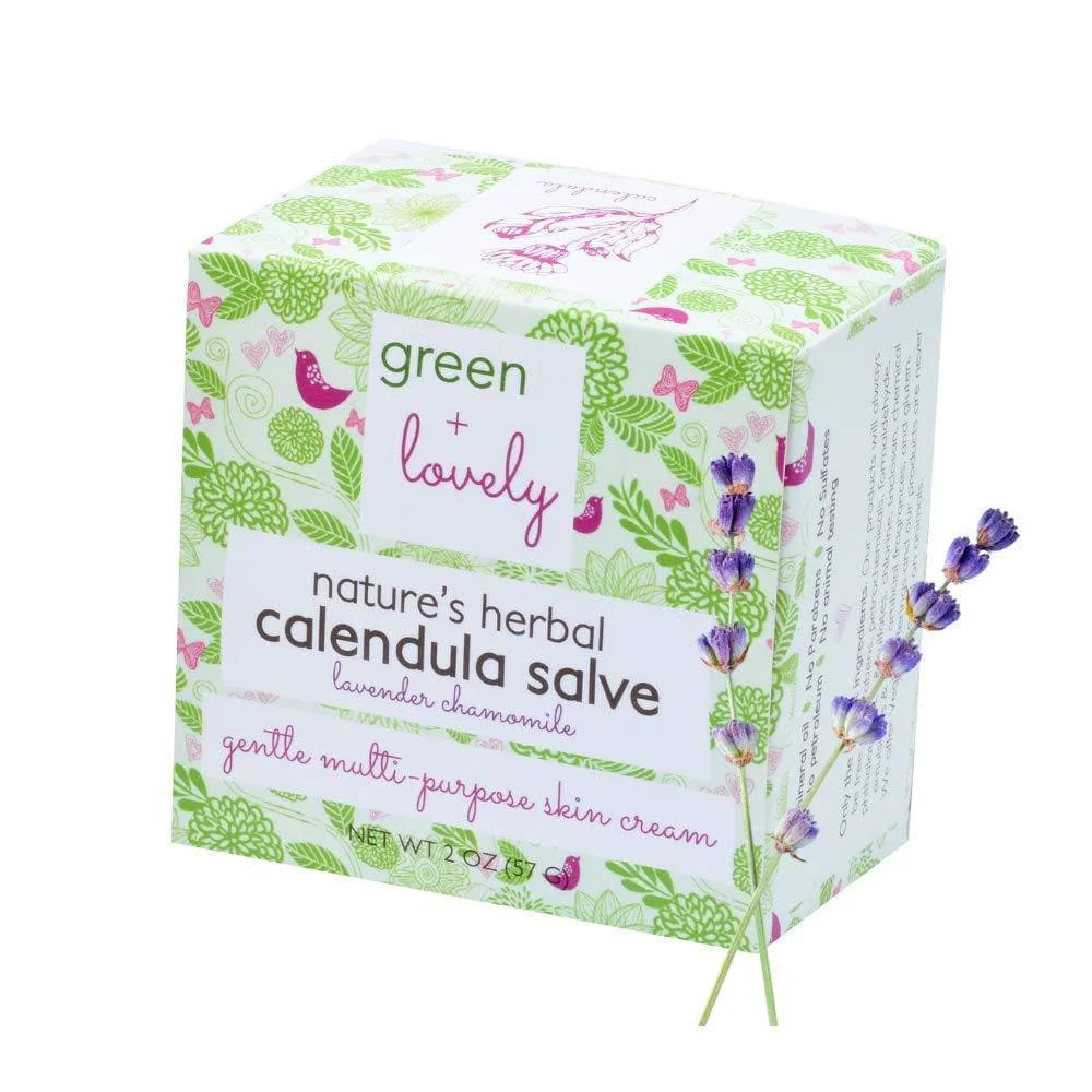 Authentic Nature’s Herbal Calendula Salve Lavender Chamomile – Eczema Cream – Multi-use Skin Cream 2 oz Pure