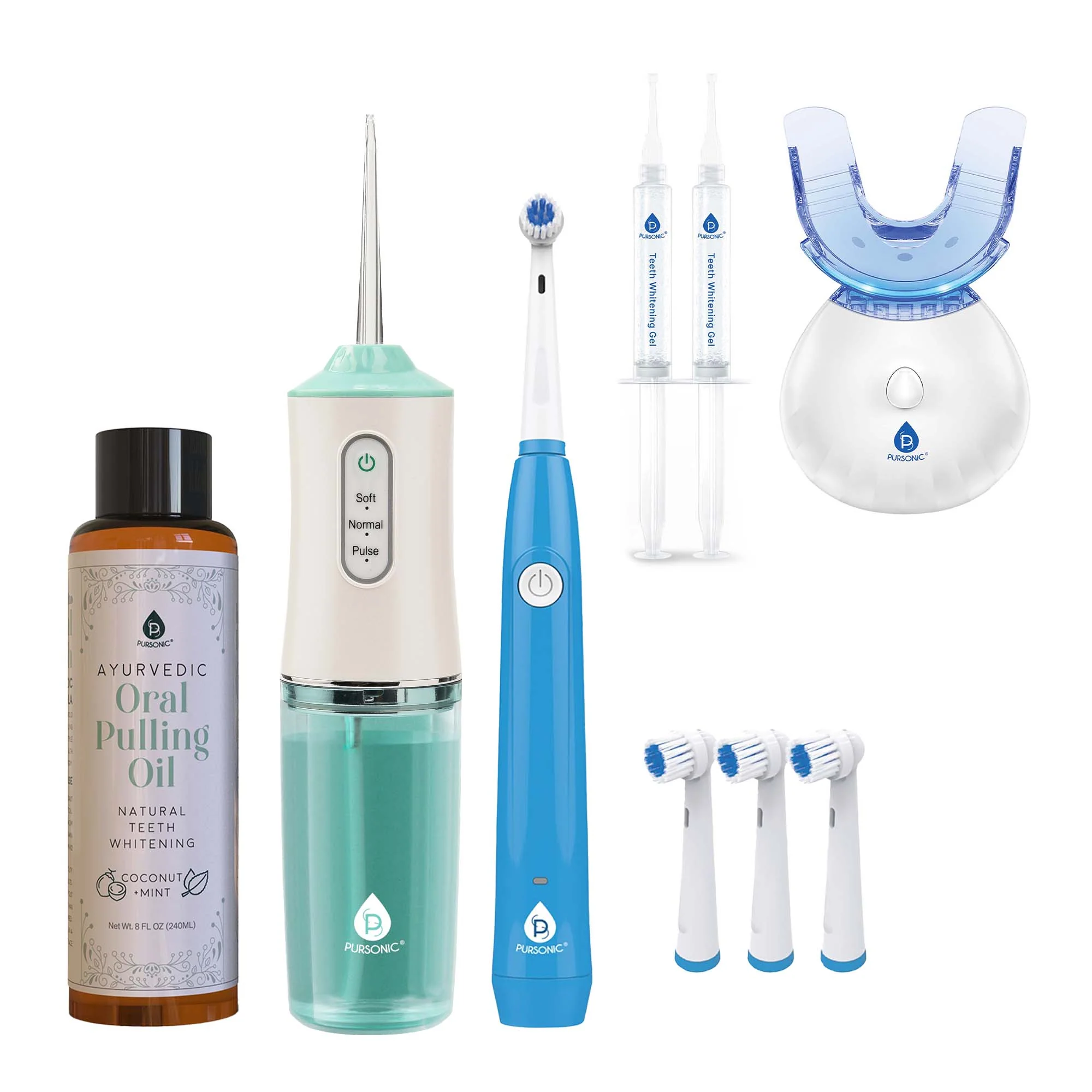 First-Class Pursonic Oral Care Bundle – Flosser Electric Toothbrush Whitening and Ayurveda Care Trusted