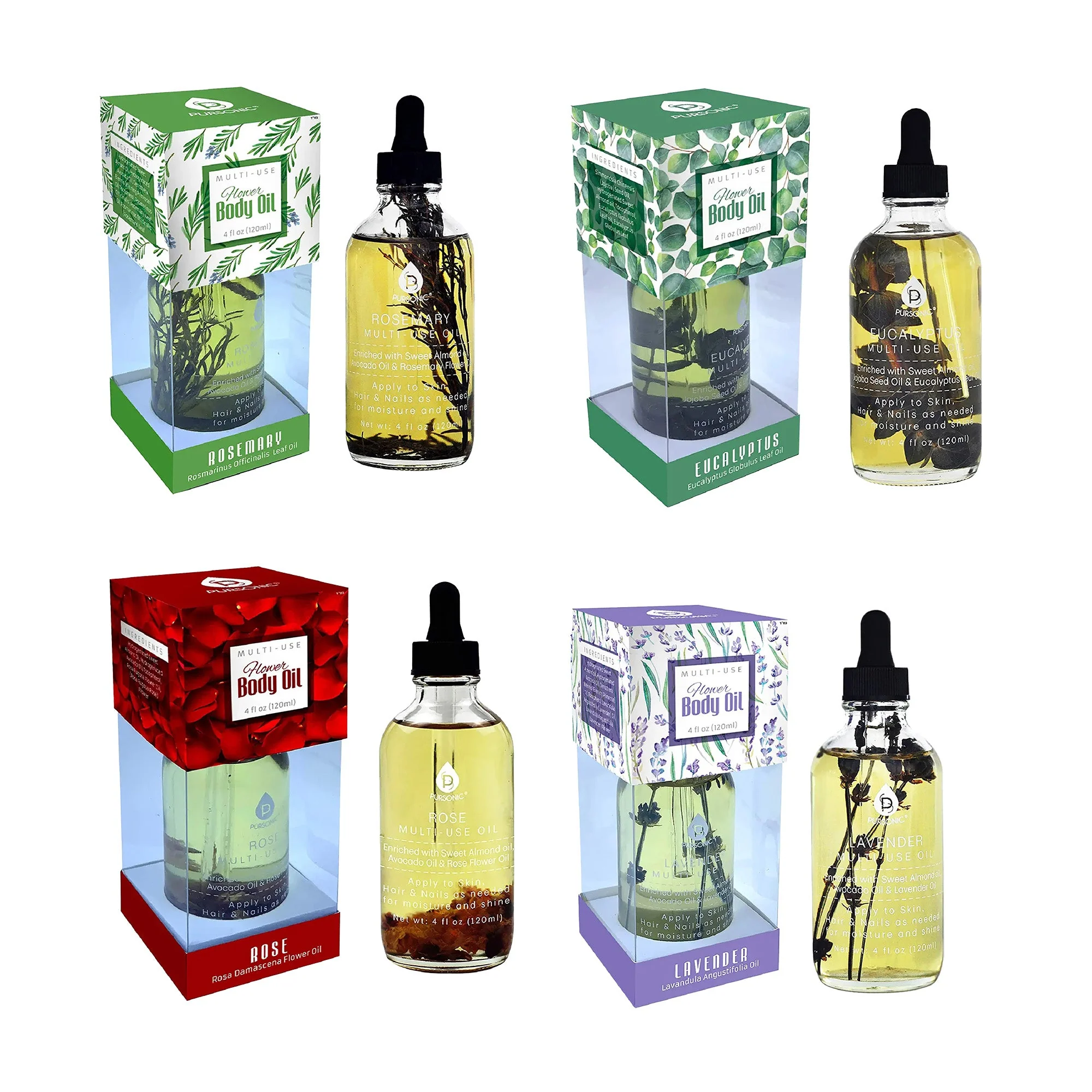 Sophisticated Floral Essence Multi-Use Body Oils Bundle 4 oz each Advanced